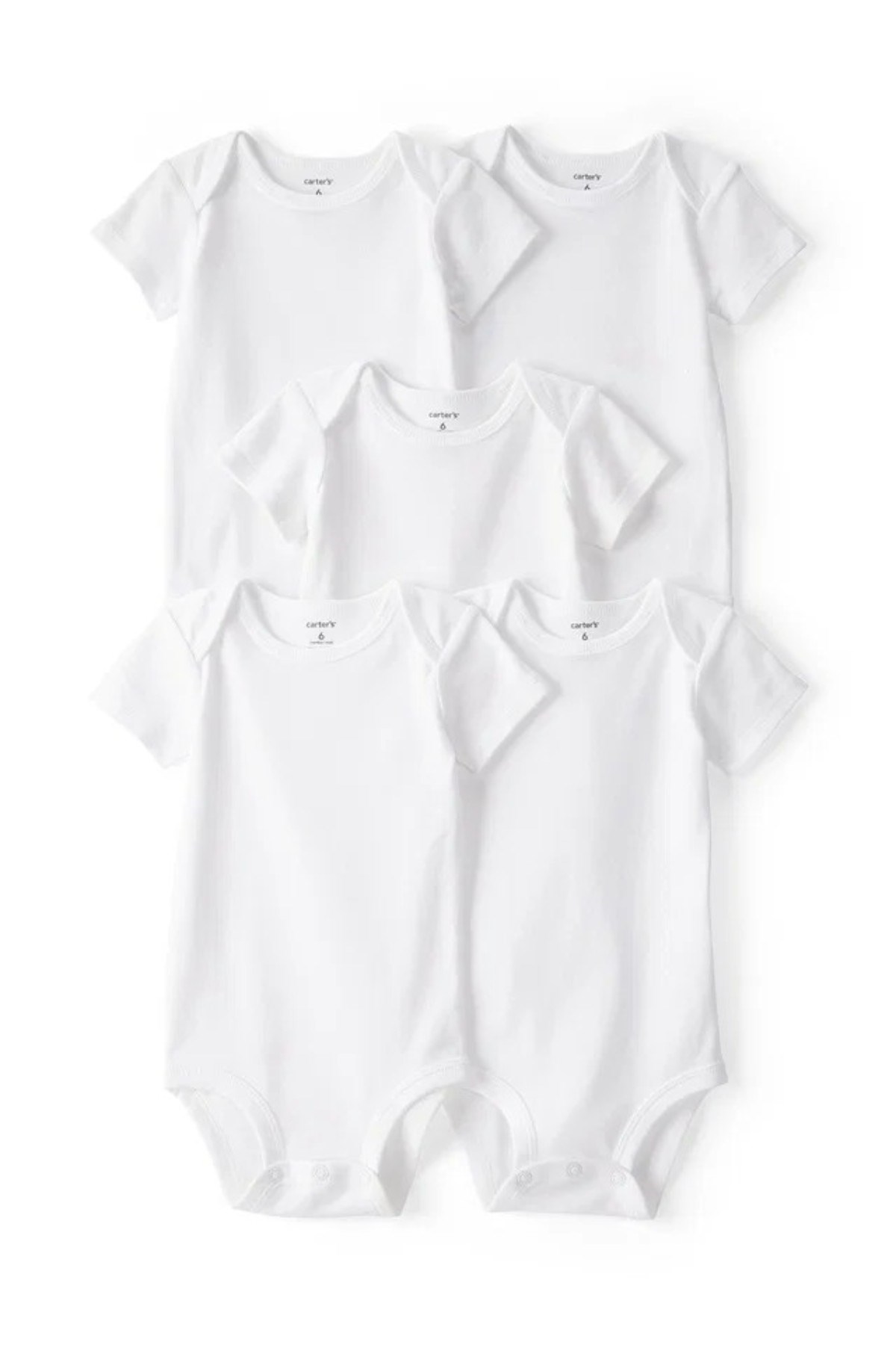 Carter's Unisex Bebek 3-24 Ay Kısa Kollu 5'li Body Beyaz