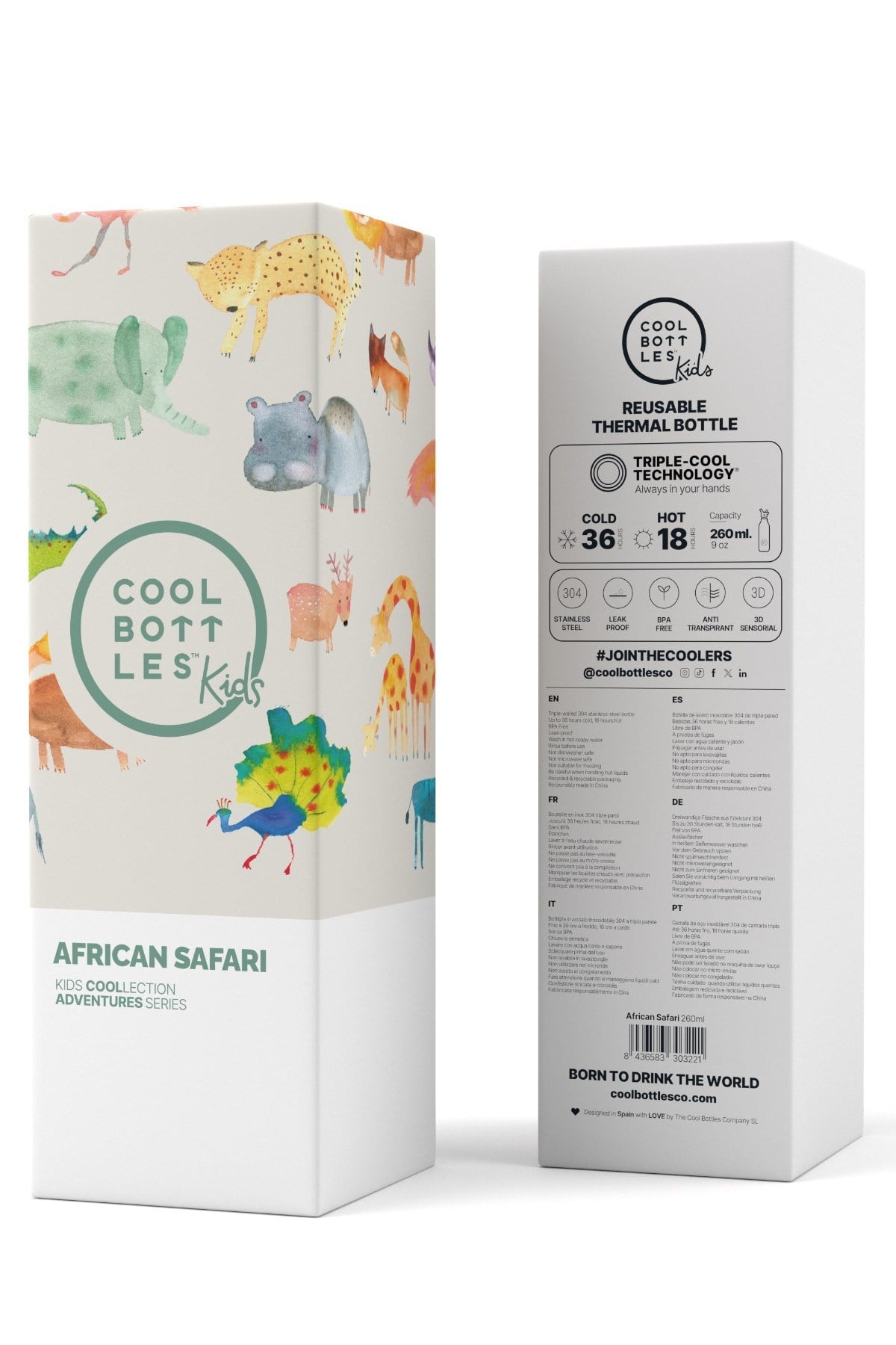 Cool Bottles Erkek Çocuk 260 ml AFRİCAN SAFARİ Bottle Krem
