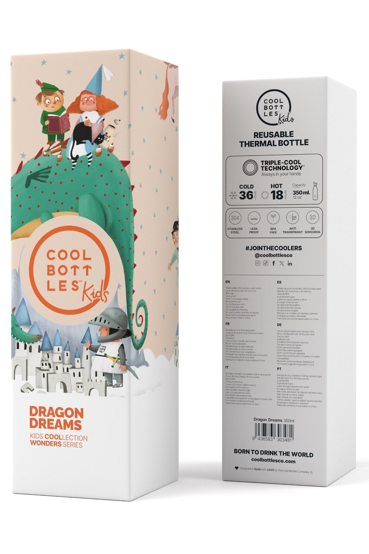 Cool Bottles Kız Çocuk 350 ml DRAGON DREAMS Bottle Bej