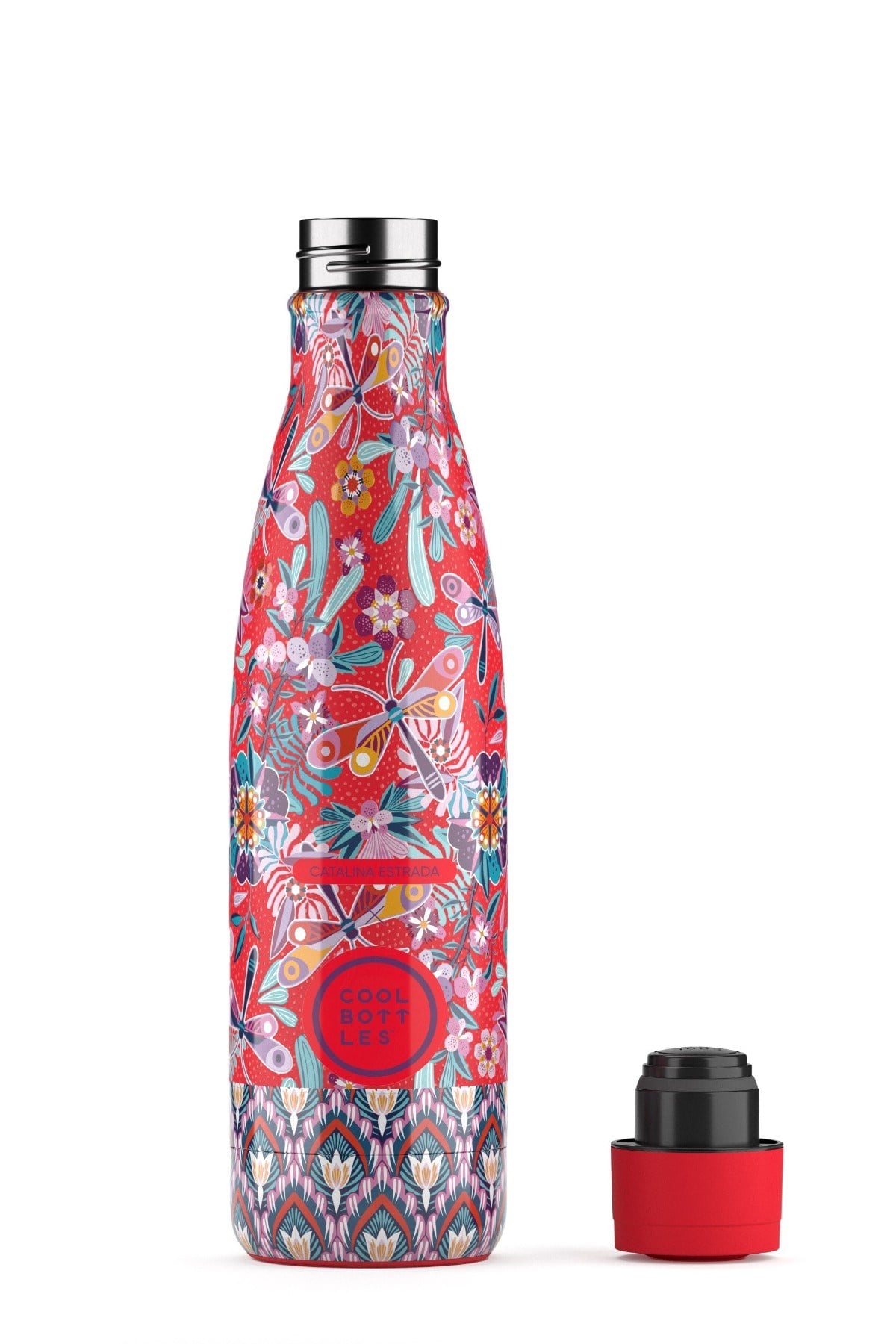 Cool Bottles Paslanmaz Çelik DRAGON FLY PARADİSE Bottle Kırmızı