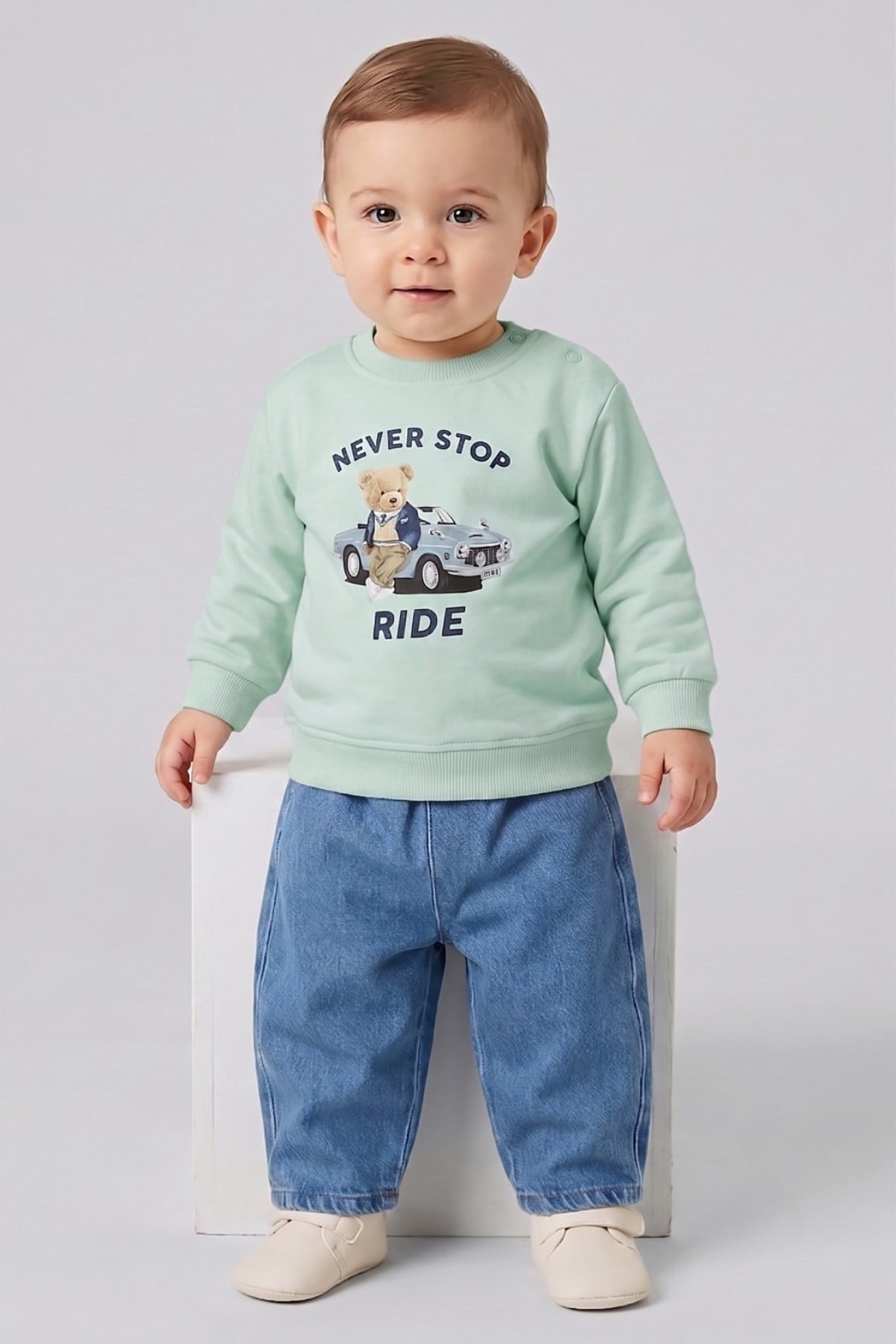 Dmb Erkek Bebek 1-3 Yaş  Mevsimlik Sweat- Jean Takım Mint