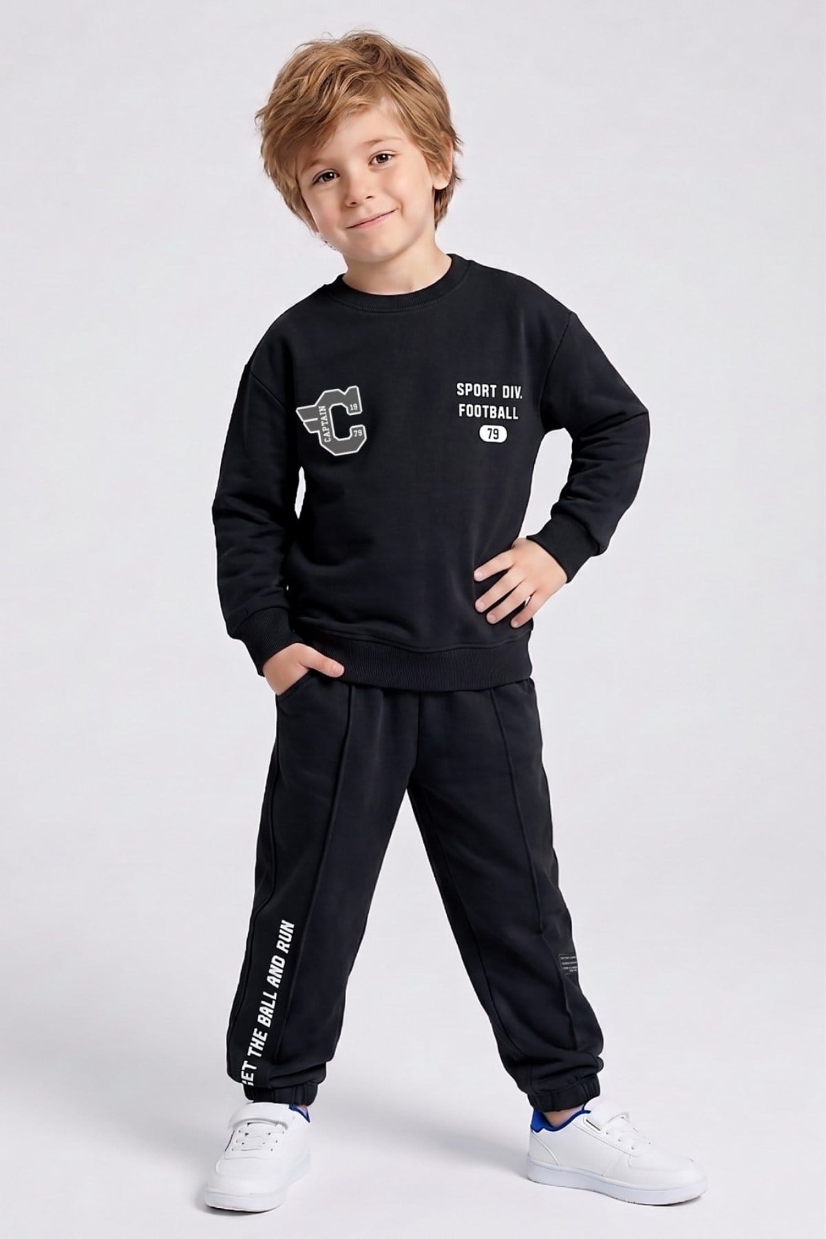 Dmb Erkek Çocuk 4-9 Yaş Sırt Baskılı Eşofman Takımı Siyah