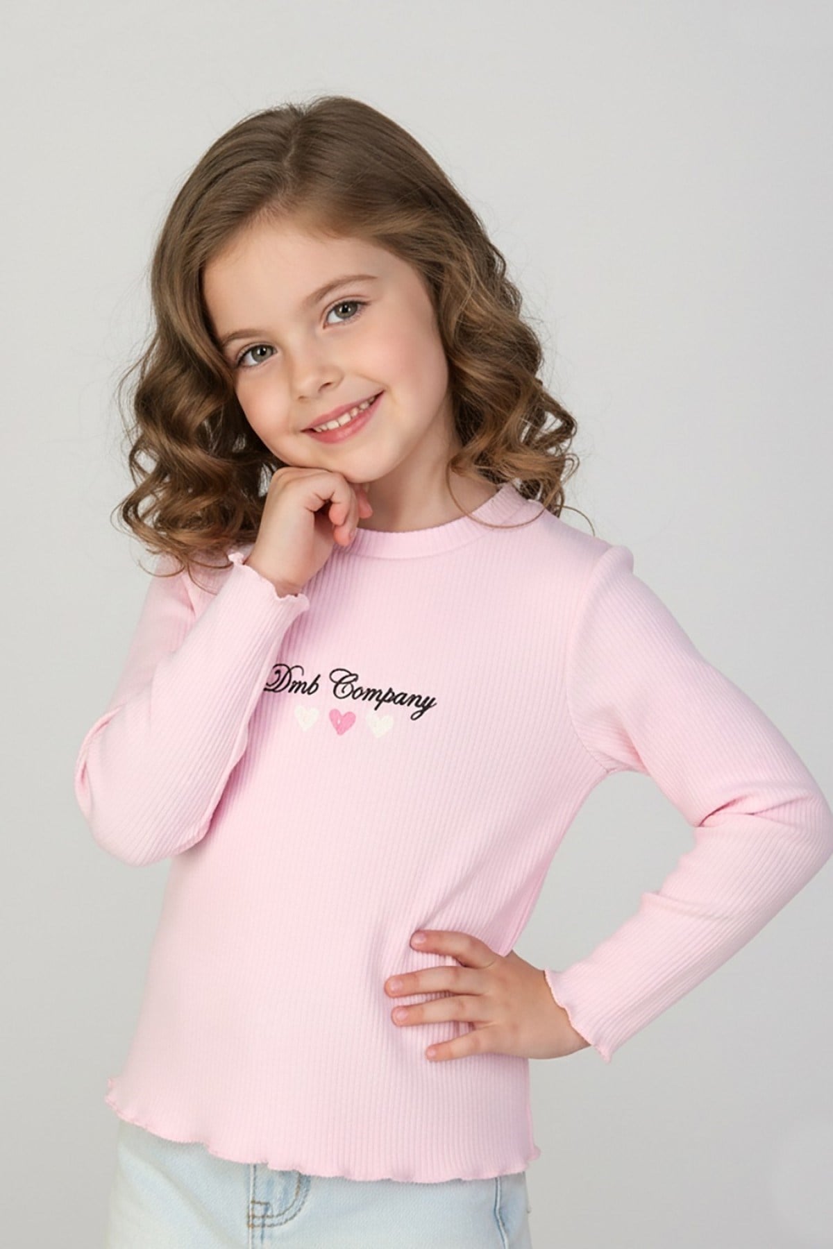 Dmb Kız Çocuk 3-8 Yaş Baskılı Uzun Kol Kaşkorse Body Pembe