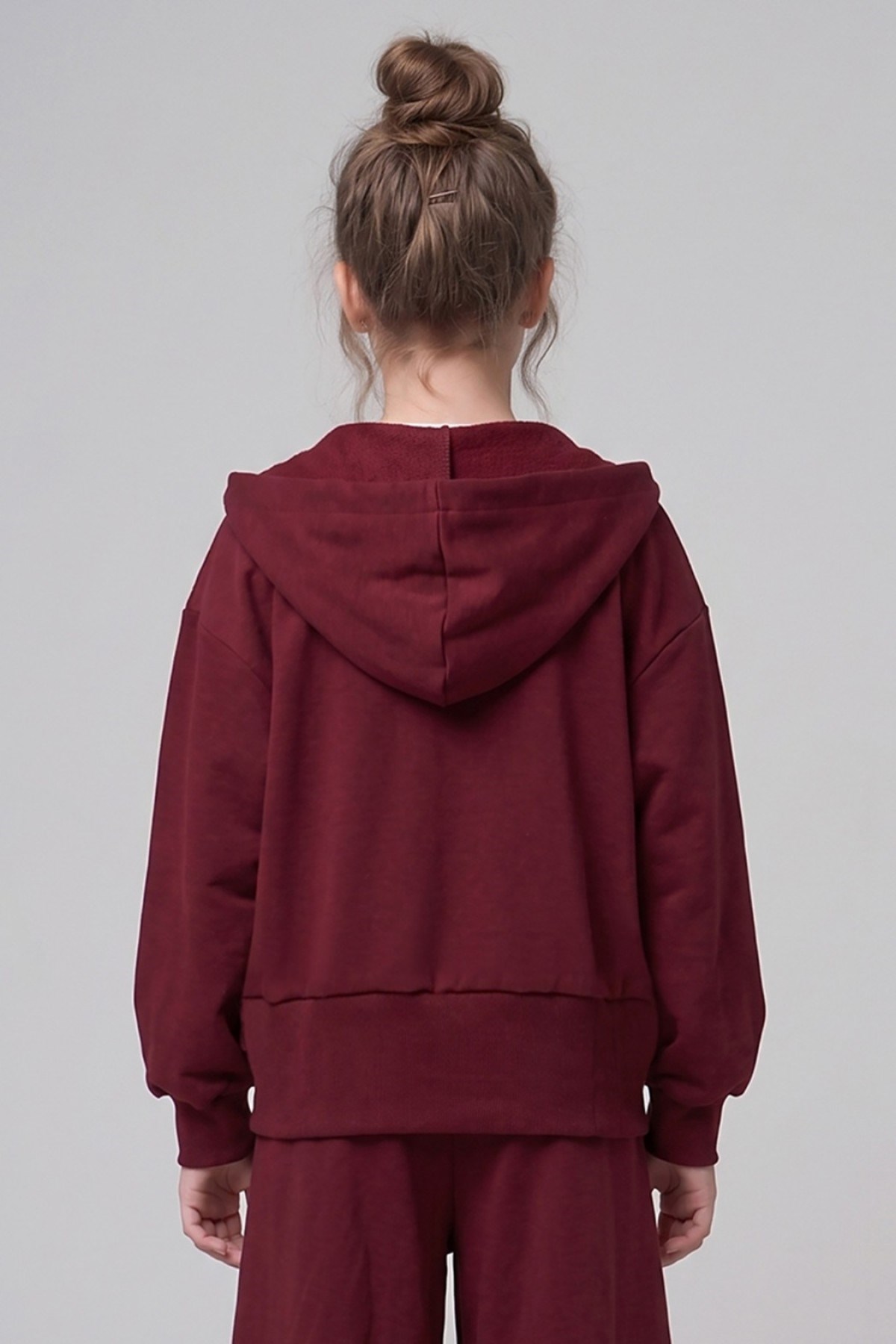 Dmb Kız Çocuk 9-14 Yaş Kapüşonlu Crop Hırka Bordo