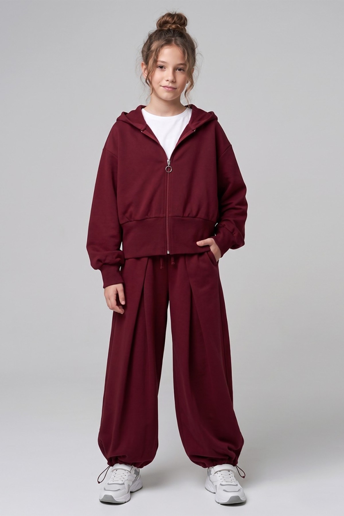 Dmb Kız Çocuk 9-14 Yaş Pileli Jogger Eşofman Altı Bordo