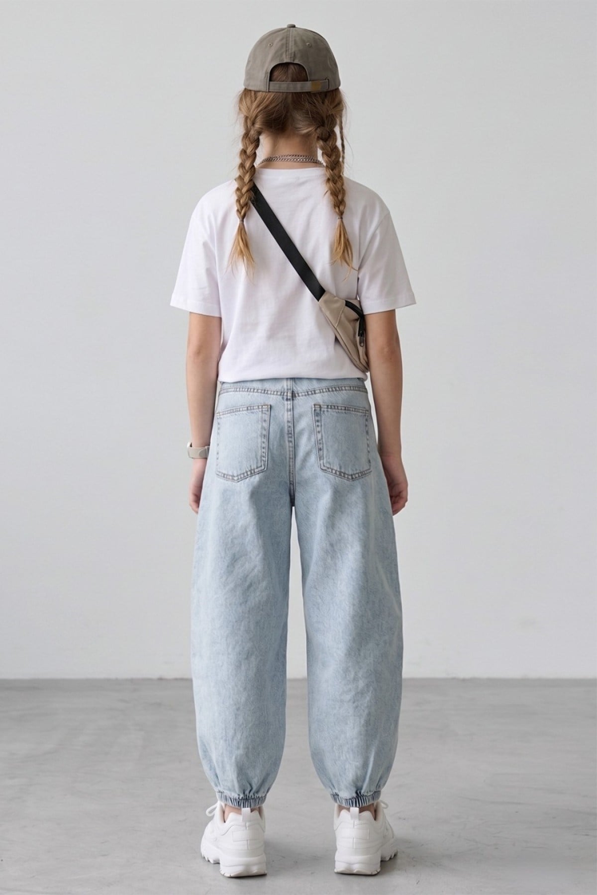 Dmb Kız Çocuk 9-14 Yaş Yumuşak Denim Jogger Pantolon Mavi