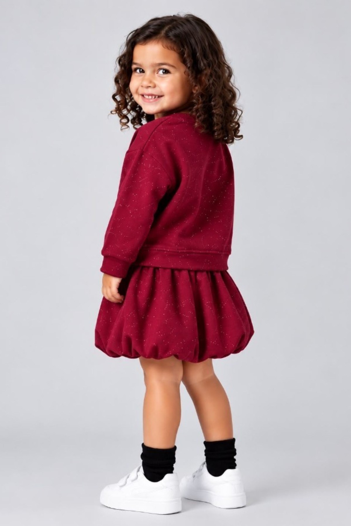 Escabel Kız Bebek 1-5 Yaş Zımba Nakışlı Sweatshirt Bordo