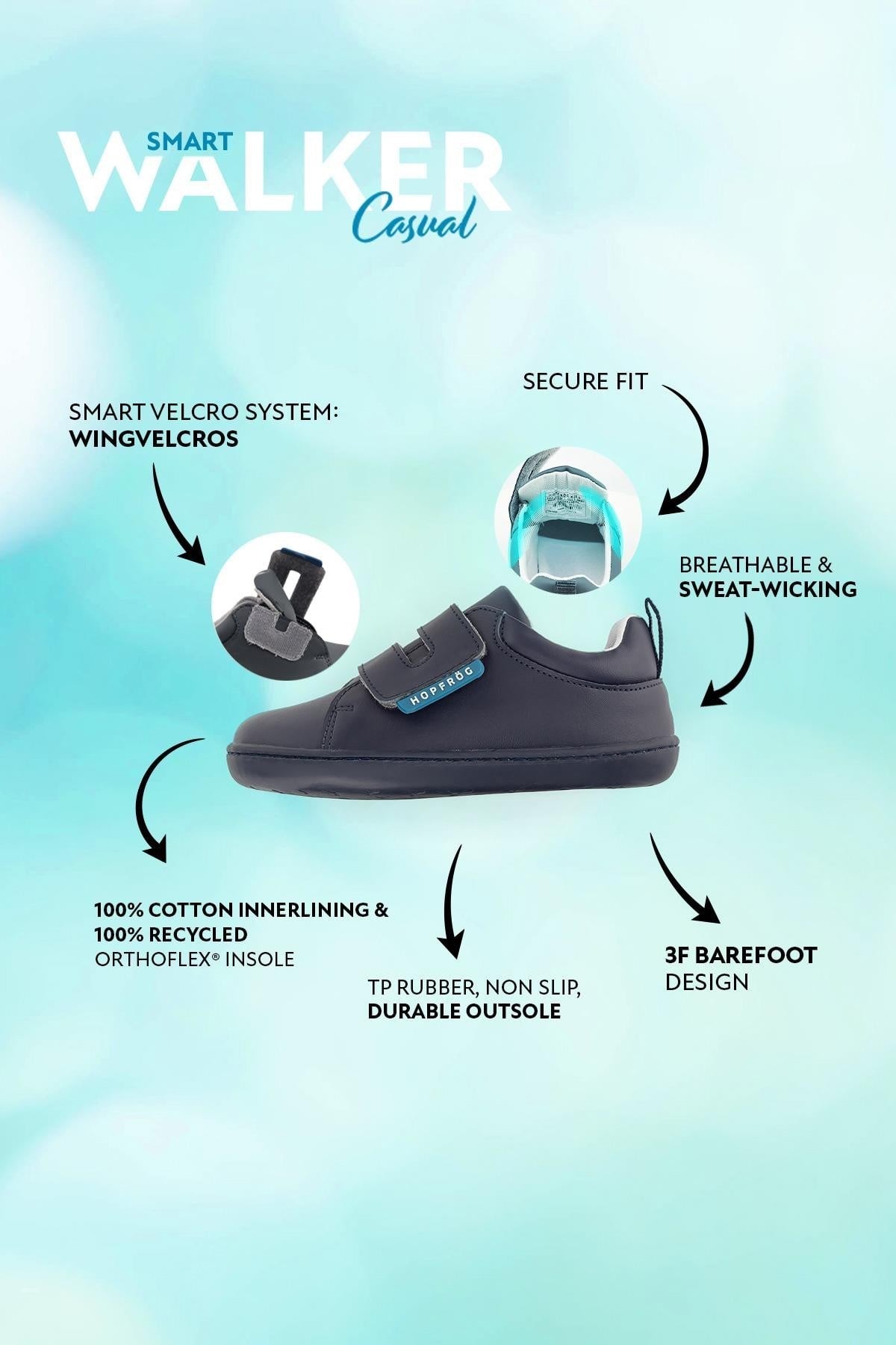 Hopfrög Unisex Smart Walker Casual Çocuk Ayakkabı Lacivert
