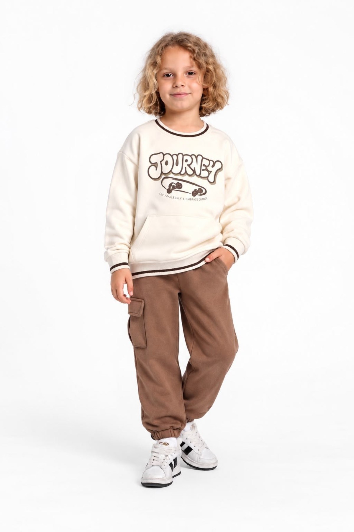 Jacklions Erkek Bebek 1-5 Yaş Journey Desenli Sweatshirt Krem