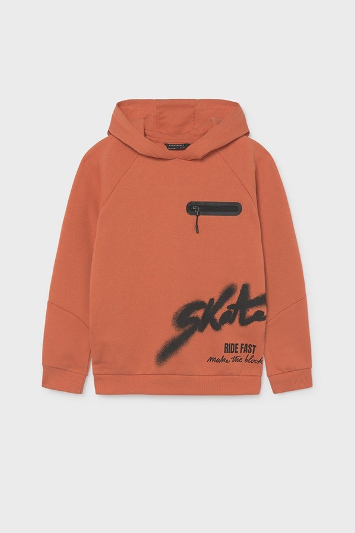 Mayoral Erkek Çocuk 10-16 Yaş Desenli Kapüşonlu Sweatshirt Turuncu