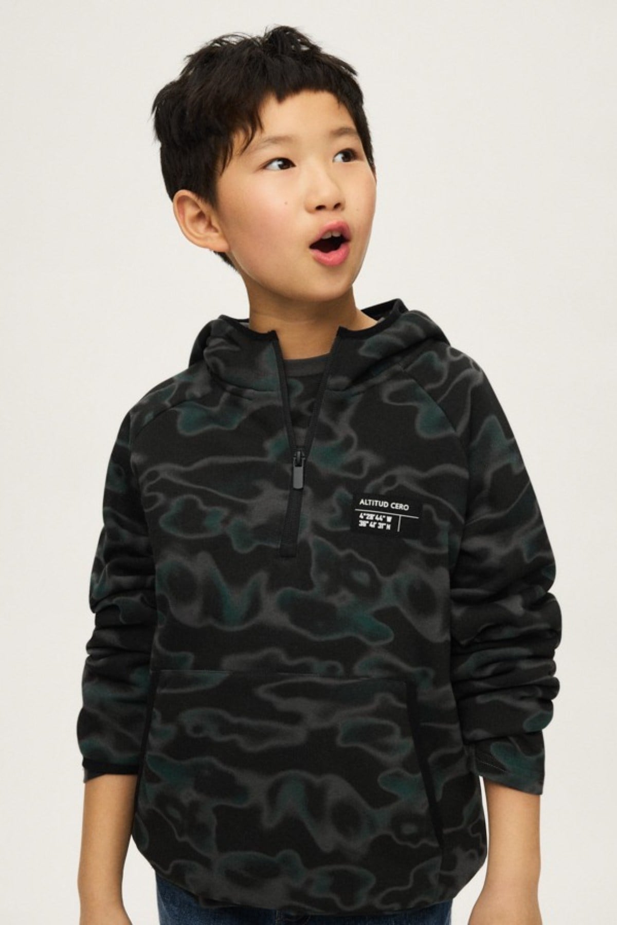 Mayoral Erkek Çocuk 10-16 Yaş Kamuflaj Desenli Sweatshirt Siyah