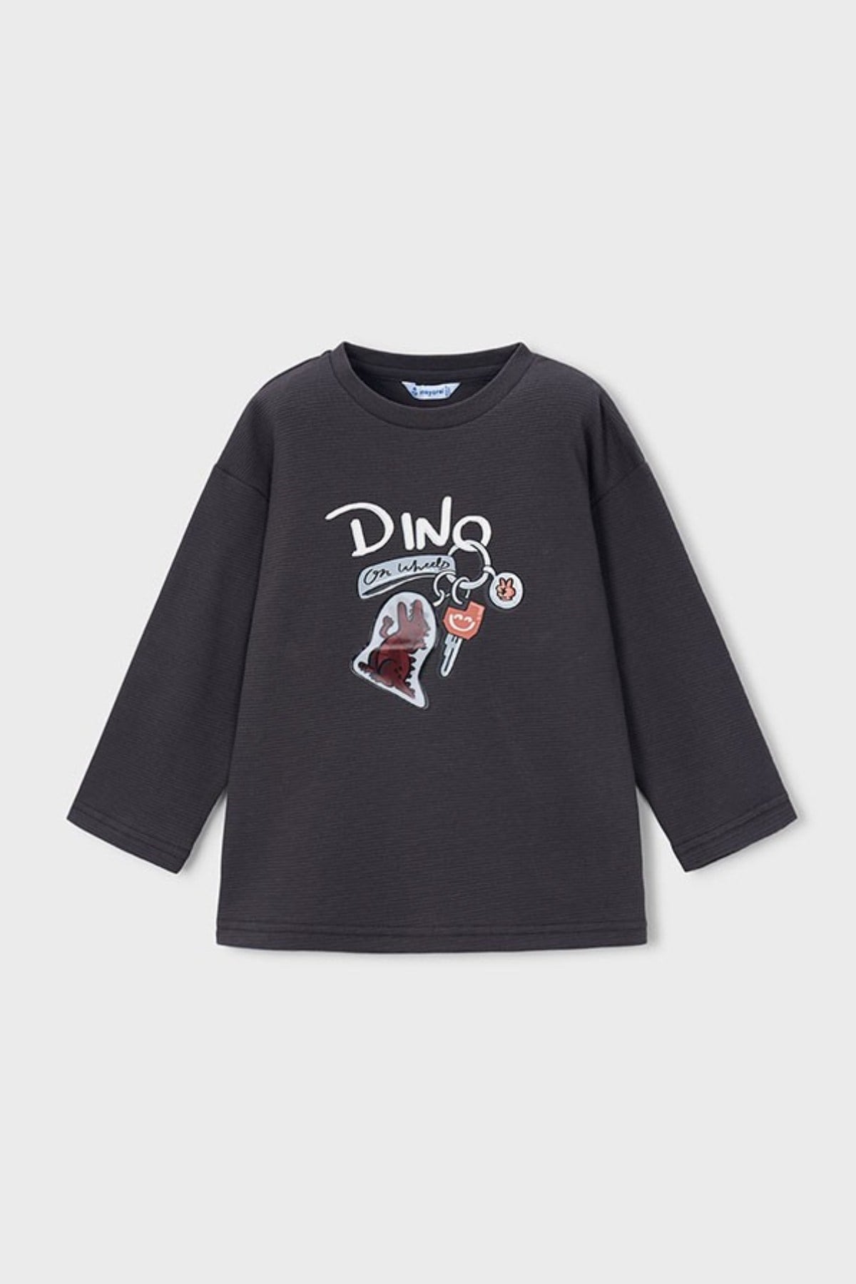 Mayoral Erkek Çocuk 3-9 Yaş Dino Baskılı Uzun Kol T-shirt Antrasit