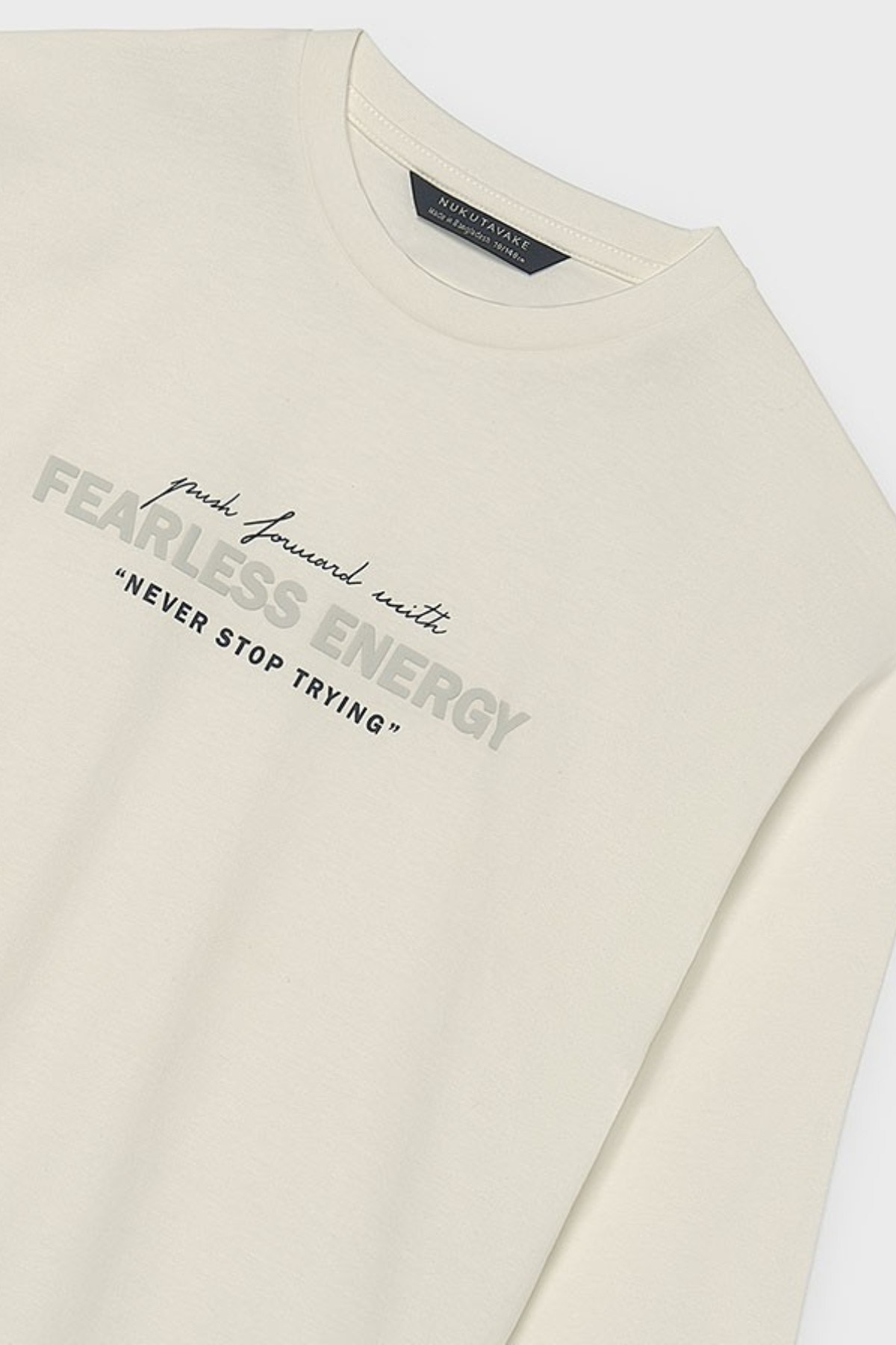 Mayoral Erkek Çocuk 8-18 Yaş Kabartma Desenli Uzunkol T-shirt Krem