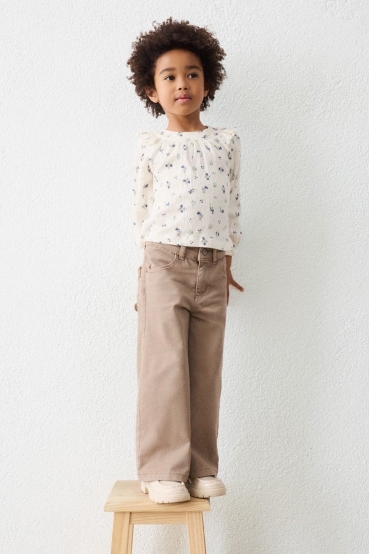 Mayoral Kız Çocuk 3-9 Yaş Cep Detaylı Denim Pantolon Bej