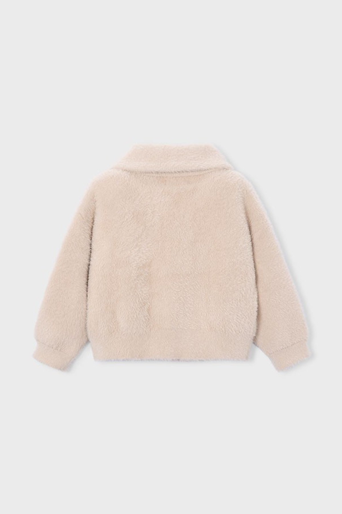 Mayoral Kız Çocuk 3-9 Yaş Peluş Cep Detaylı Crop Hırka Krem