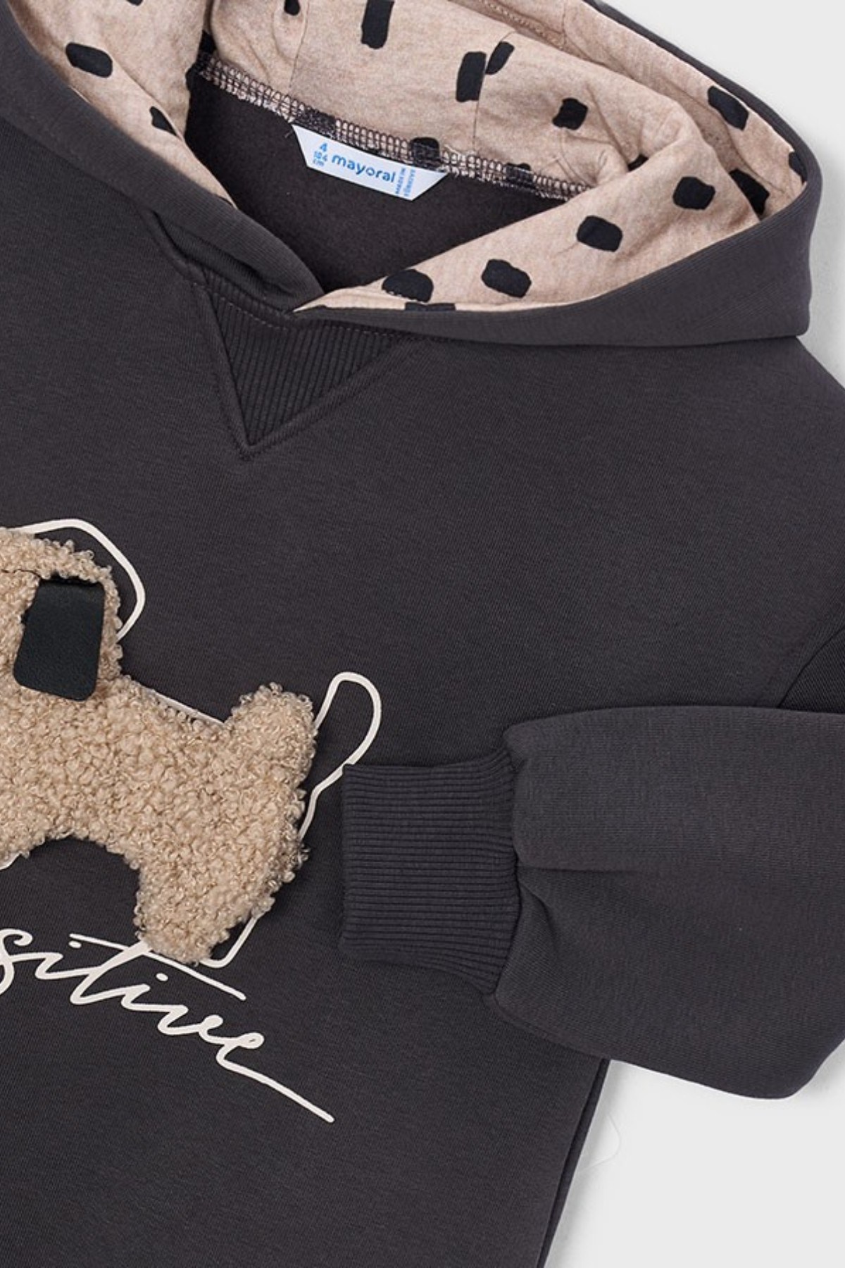 Mayoral Kız Çocuk 3-9 Yaş Polar Kapüşonlu Uzun Sweatshirt Antrasit