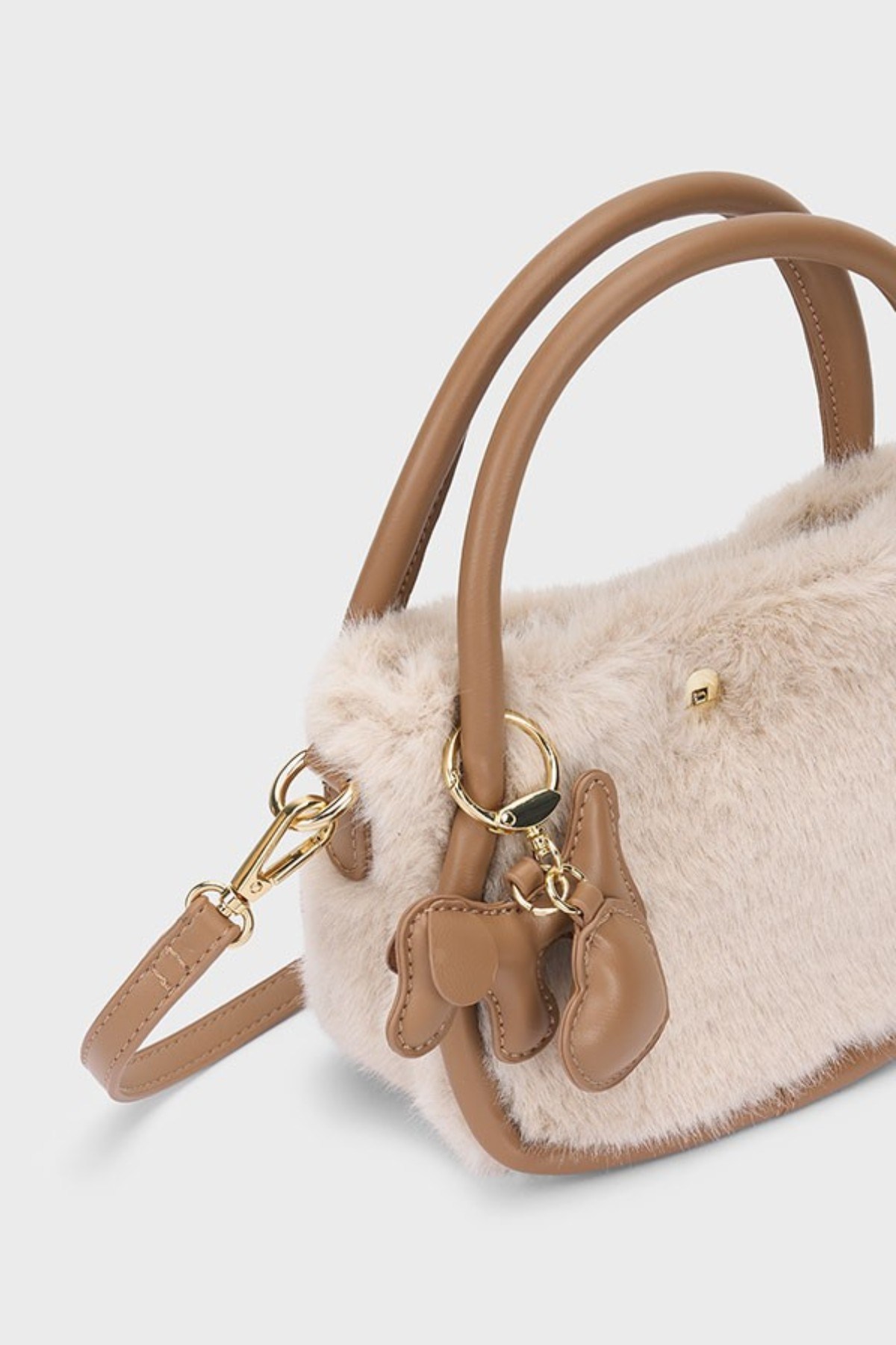 Mayoral Kız Çocuk Charm Detaylı Peluş Tüylü Askılı Çanta Kahverengi