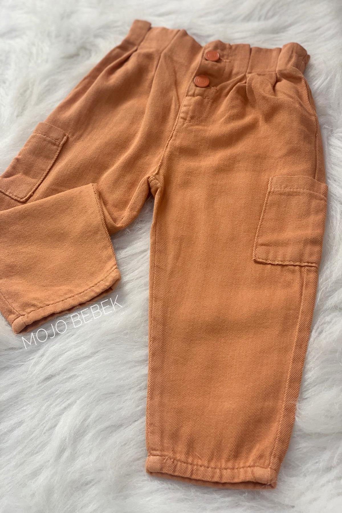 Mojo Kız Bebek 1-4 Yaş Çift Düğmeli Yazlık Mom Pantolon 2250