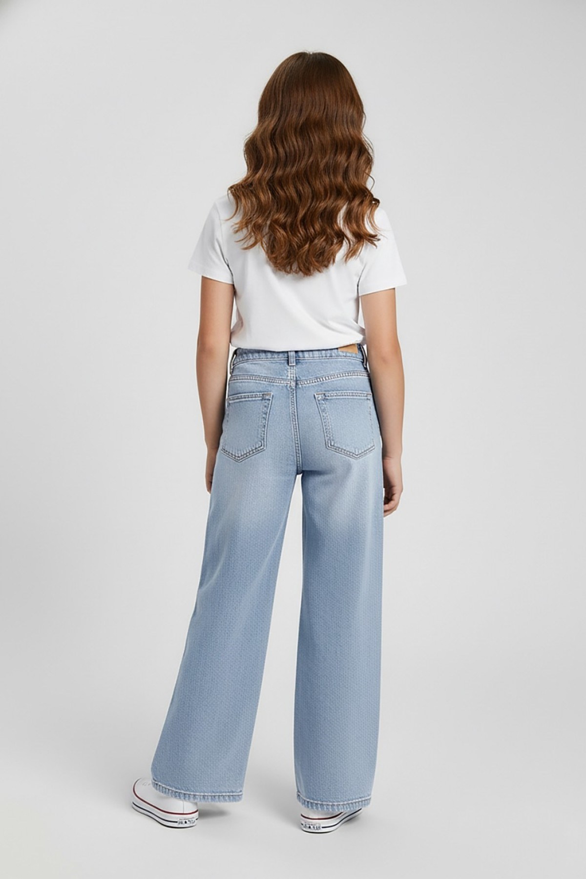 Mojo Kız Çocuk 9-14 Yaş Bol Paça Denim Pantolon Kot Mavi