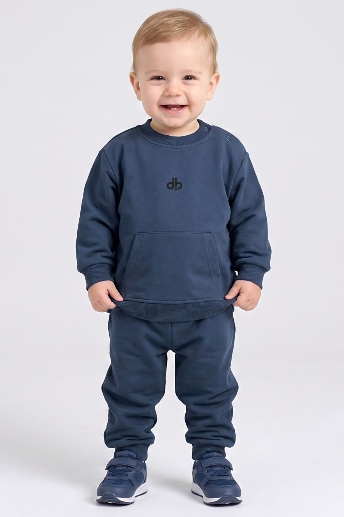 Mojo Unisex Bebek 1-3 Yaş Pamuklu Mevsimlik Eşofman Takımı İndigo