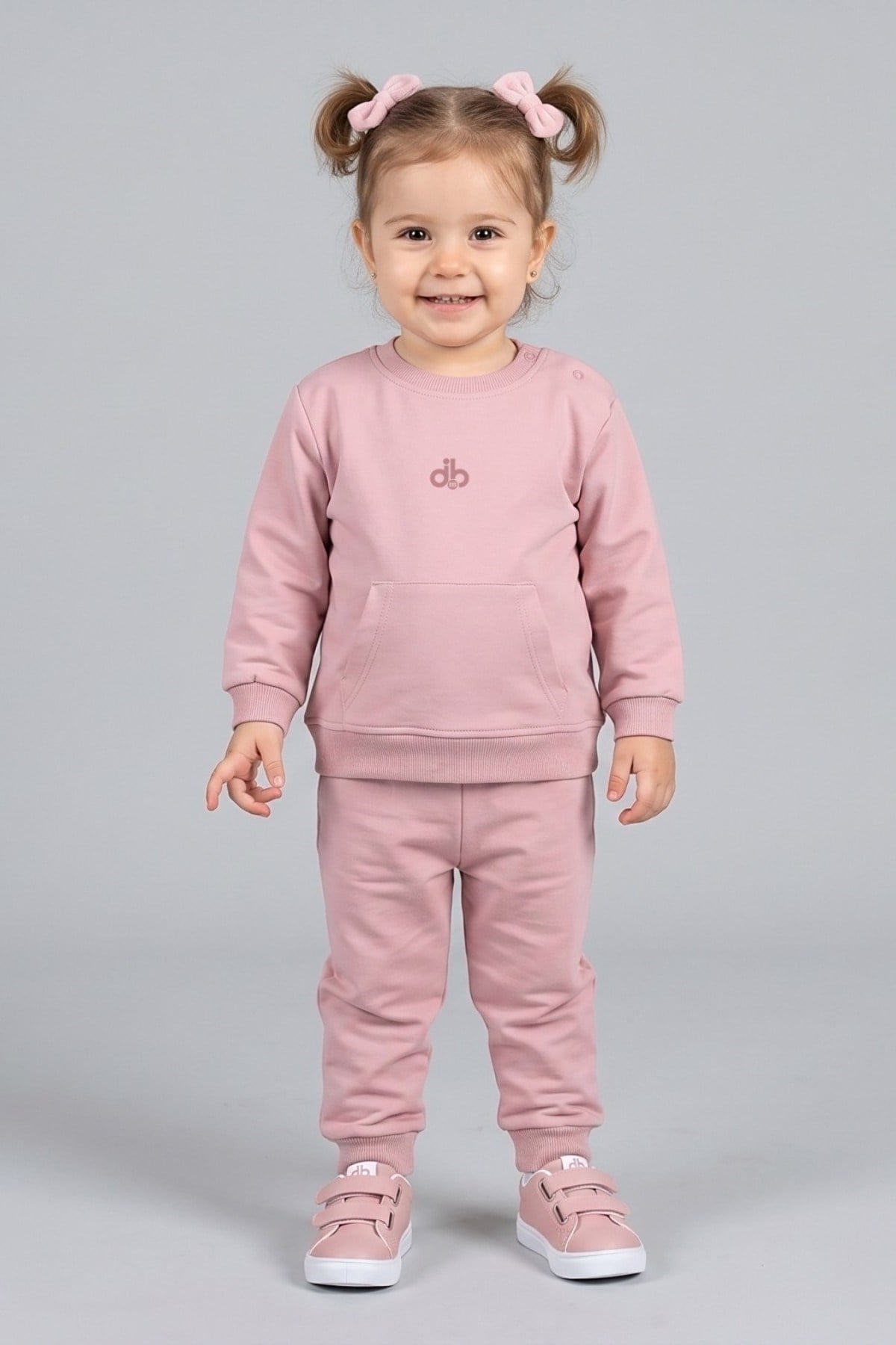Mojo Unisex Bebek 1-3 Yaş Pamuklu Mevsimlik Eşofman Takımı Pudra