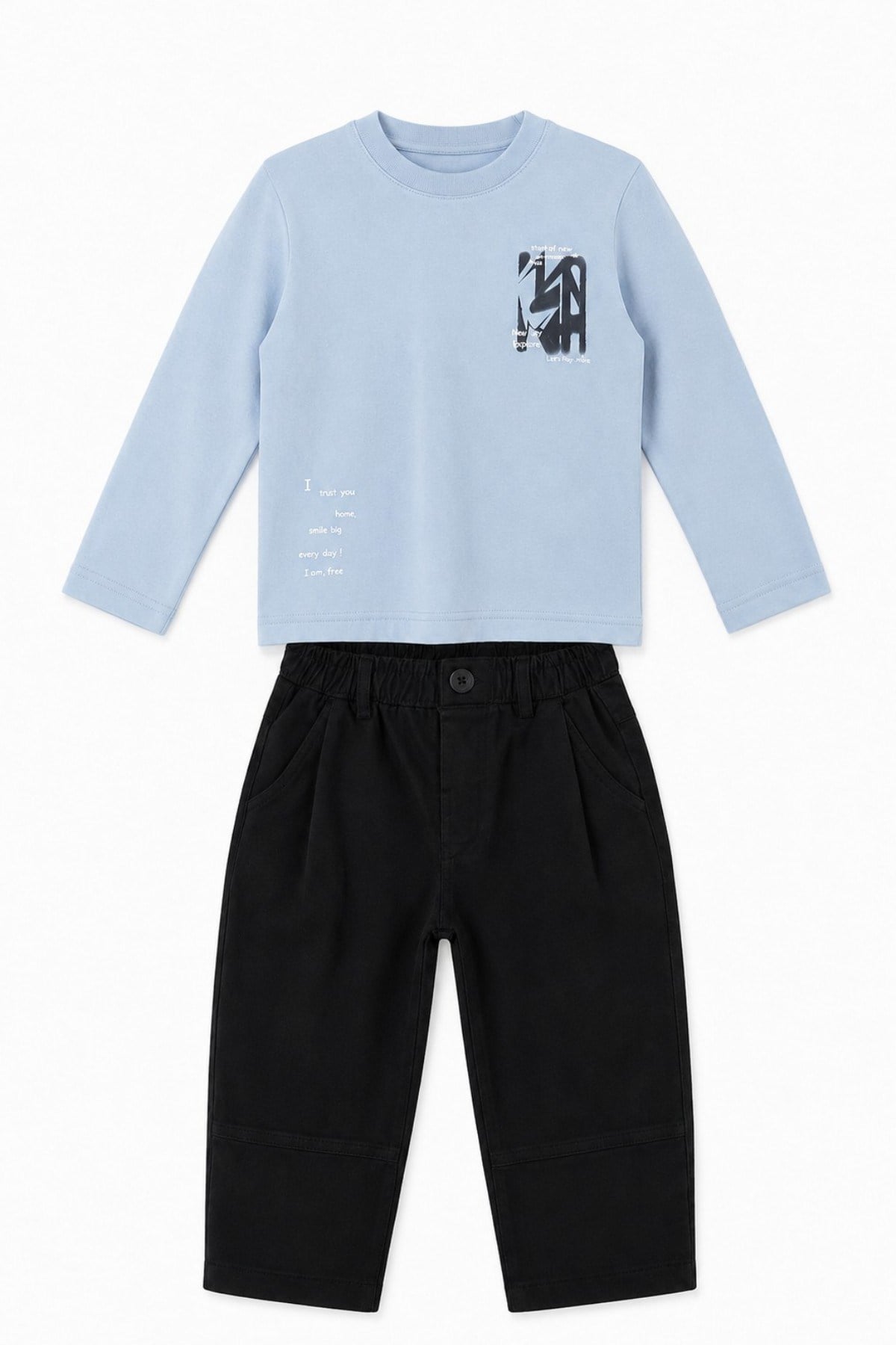Nk Kids Erkek Bebek 1-4 Yaş Desenli Uzunkol T-Shirt Mavi