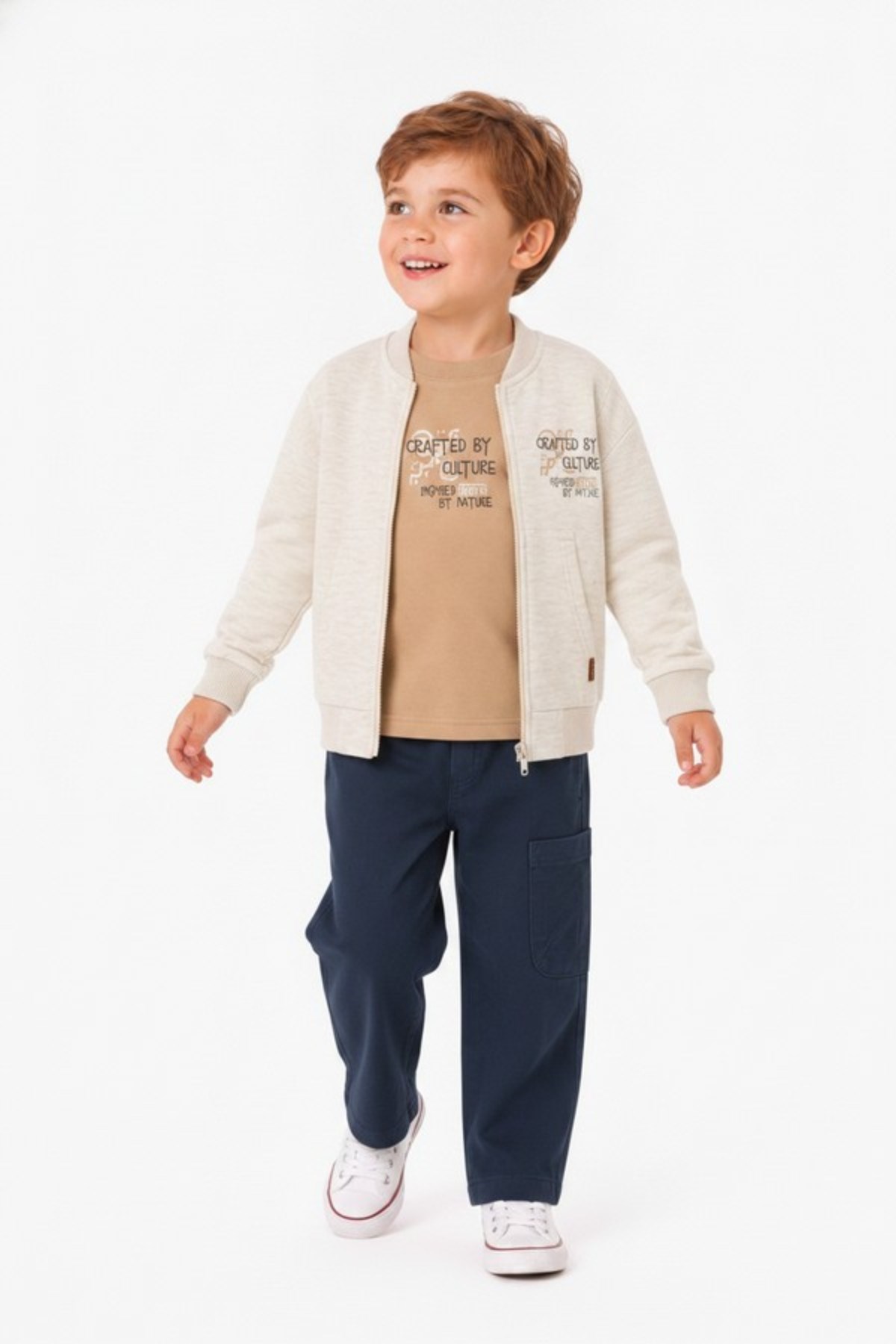 Nk Kids Erkek Bebek 1-4 Yaş Sırt Baskılı Pamuklu Uzunkol T-Shirt Camel
