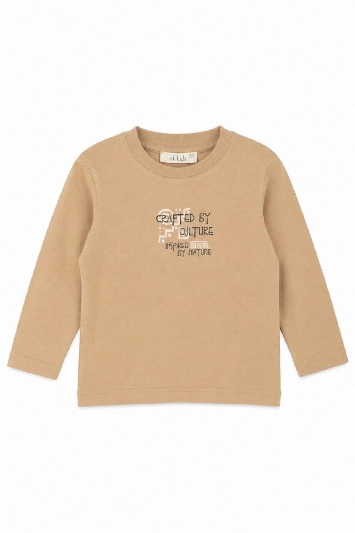 Nk Kids Erkek Bebek 1-4 Yaş Sırt Baskılı Pamuklu Uzunkol T-Shirt Camel