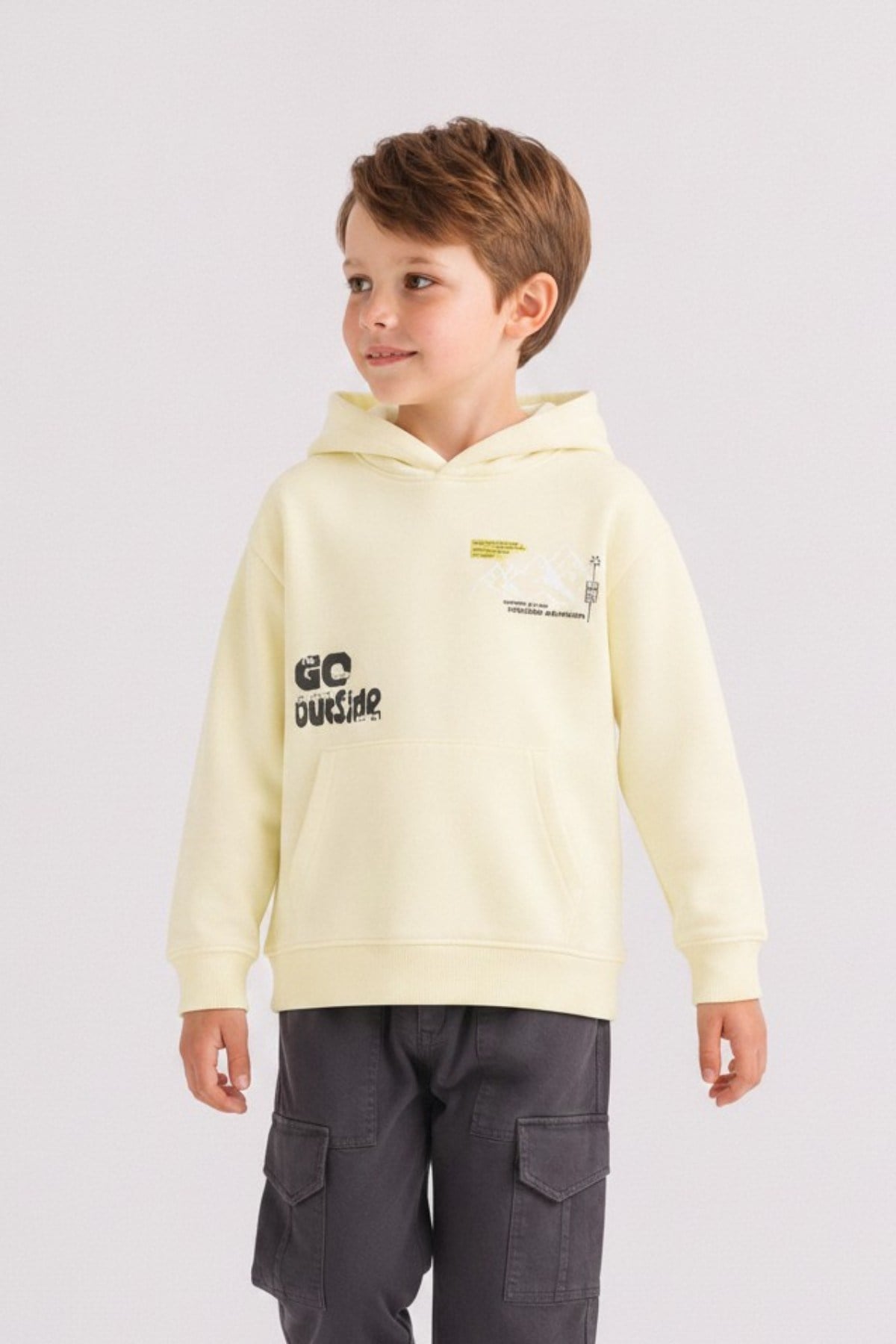 Nk Kids Erkek Çocuk 4-8 Yaş Desenli Kapüşonlu Sweatshirt Sarı
