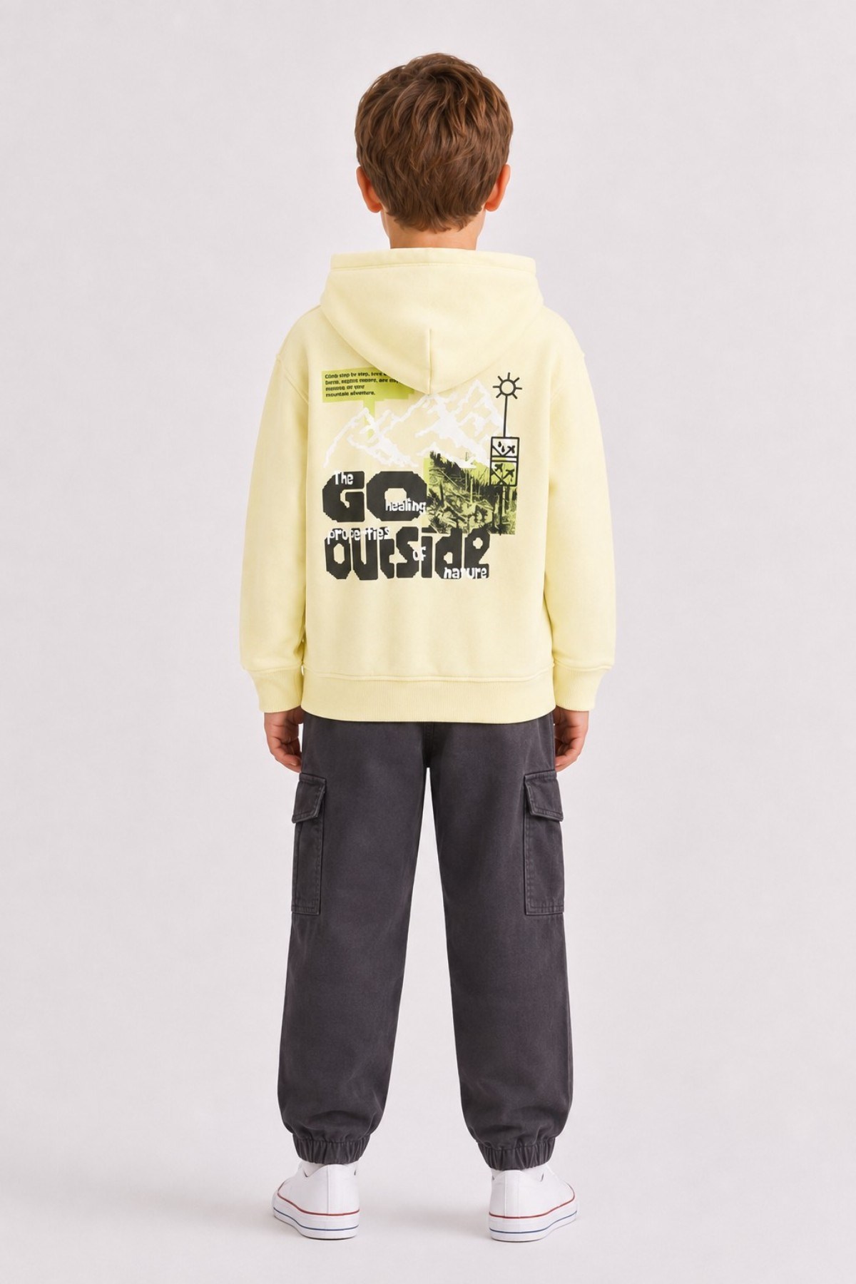 Nk Kids Erkek Çocuk 4-8 Yaş Desenli Kapüşonlu Sweatshirt Sarı