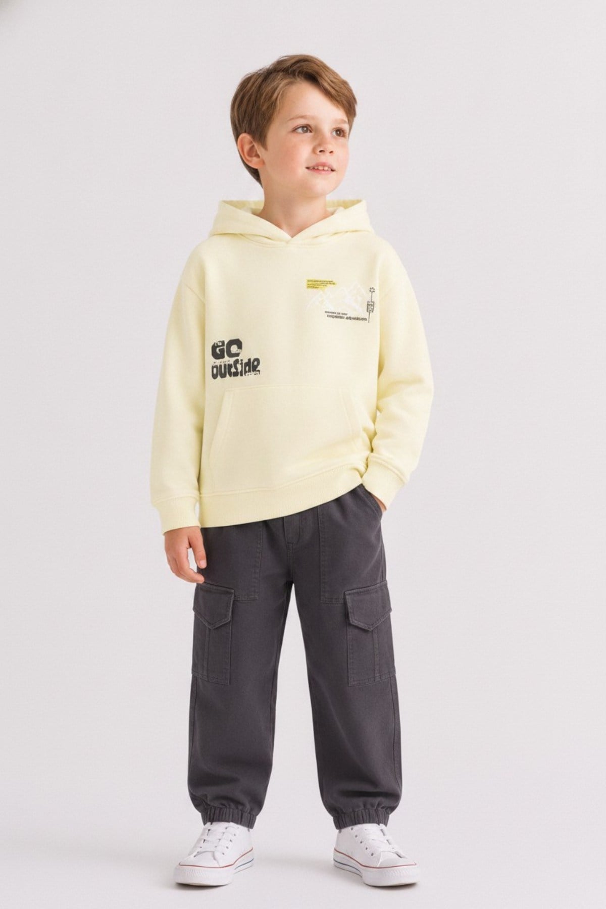 Nk Kids Erkek Çocuk 4-8 Yaş Desenli Kapüşonlu Sweatshirt Sarı