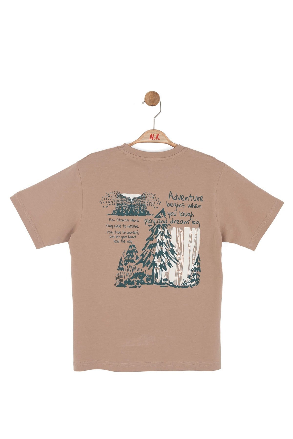 Nk Kids Erkek Çocuk 8-14 Yaş Kabartma Desenli Kısa Kol T-Shirt Vizon