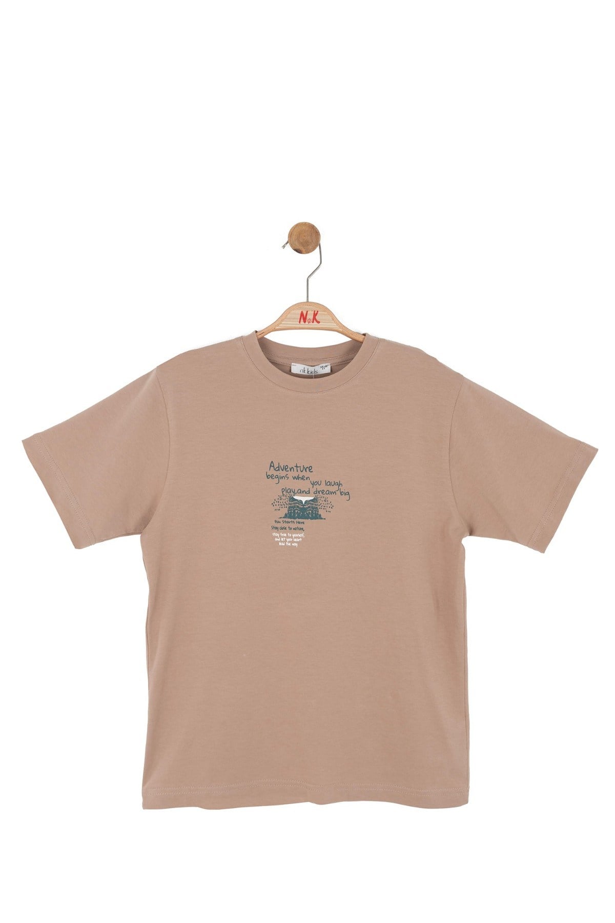 Nk Kids Erkek Çocuk 8-14 Yaş Kabartma Desenli Kısa Kol T-Shirt Vizon