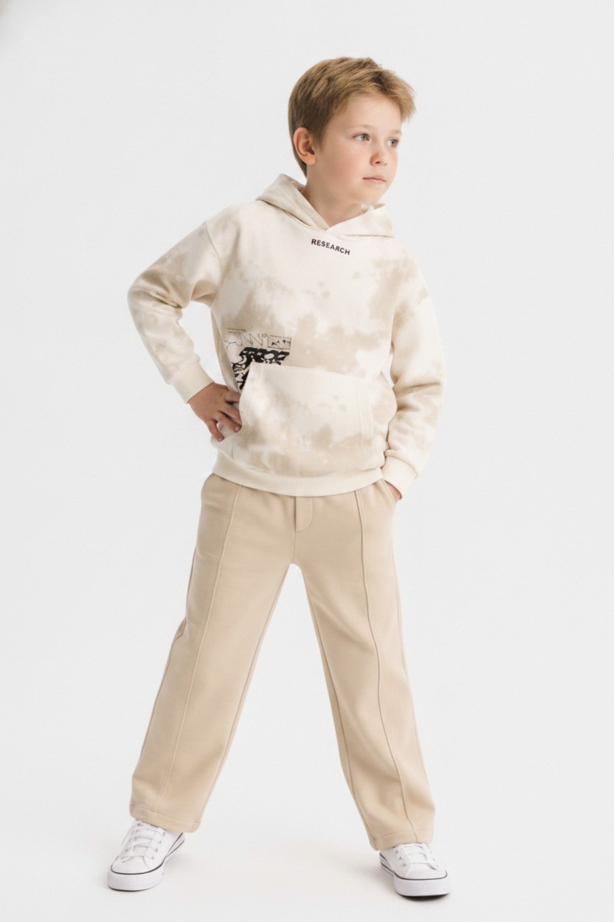 Nk Kids Erkek Çocuk 8-14 Yaş Kapüşonlu Sweatshirt Krem