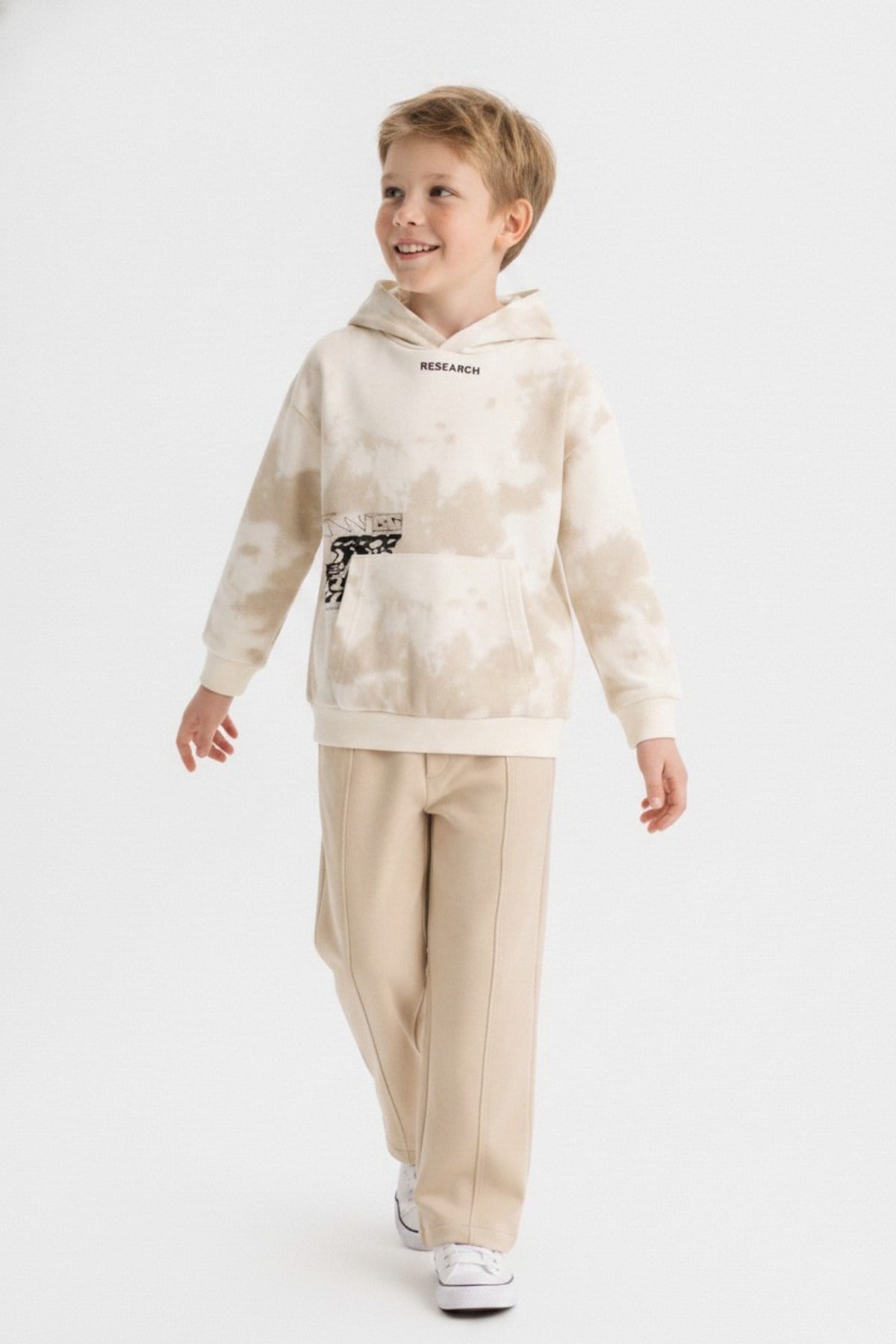 Nk Kids Erkek Çocuk 8-14 Yaş Kapüşonlu Sweatshirt Krem