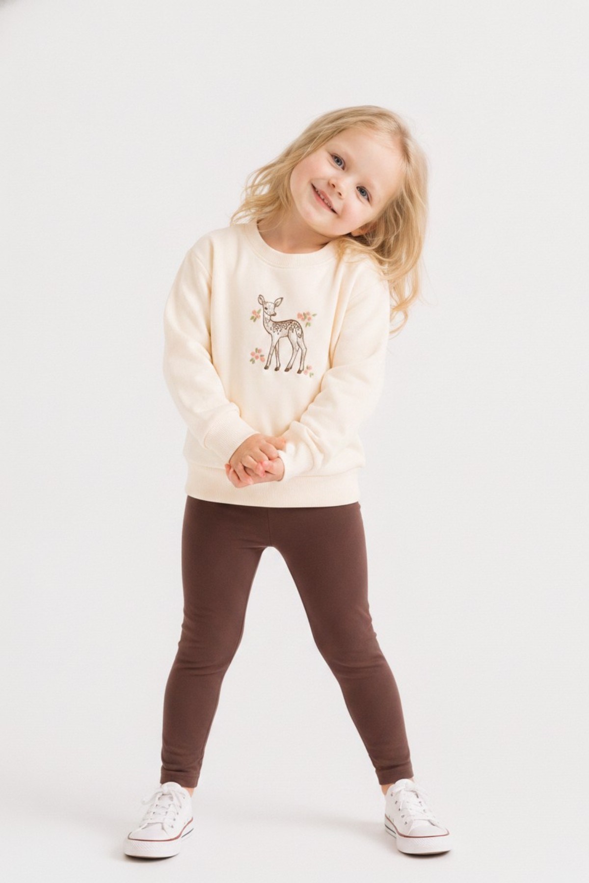 Nk Kids Kız Bebek 1-4 Yaş Ceylan Desenli Sweatshirt Krem