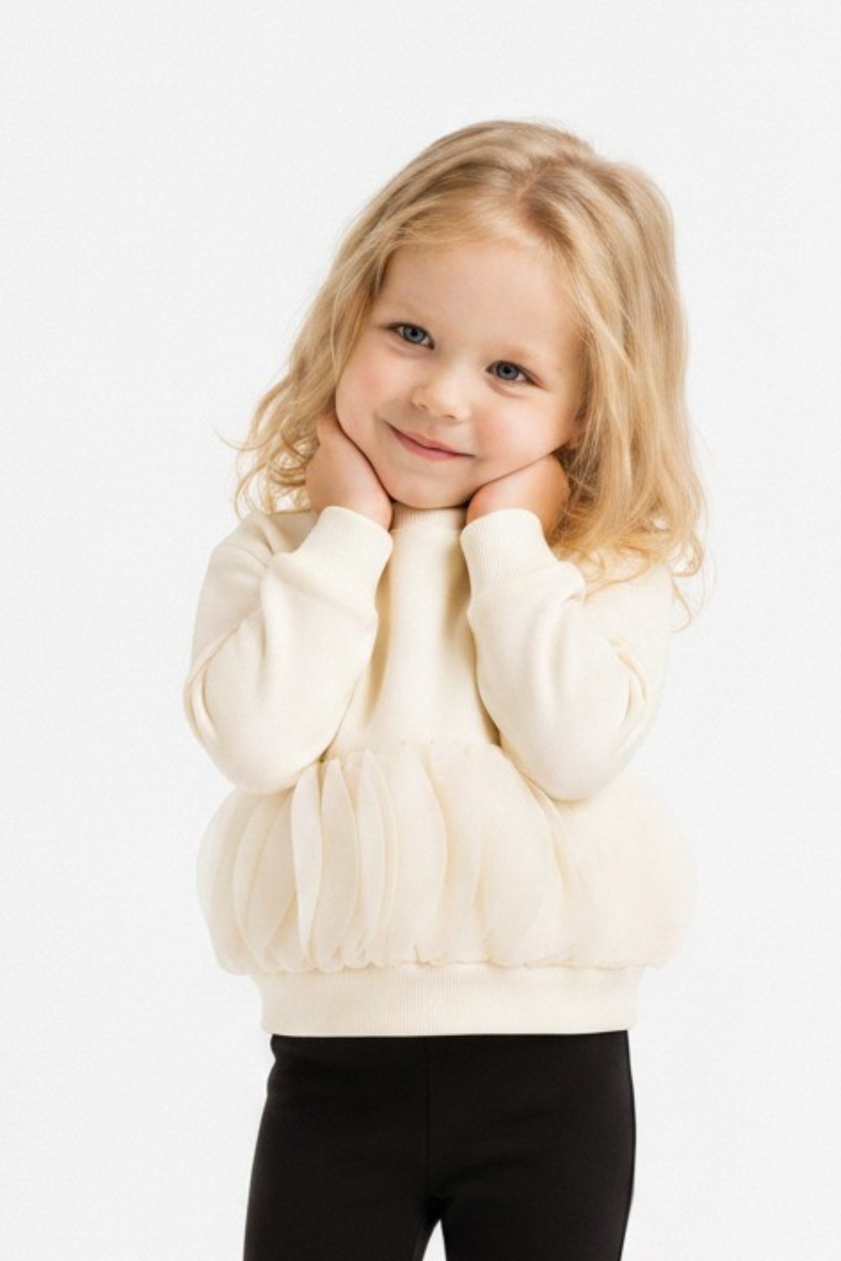 Nk Kids Kız Bebek 1-4 Yaş Krape Desenli Sweatshirt Krem