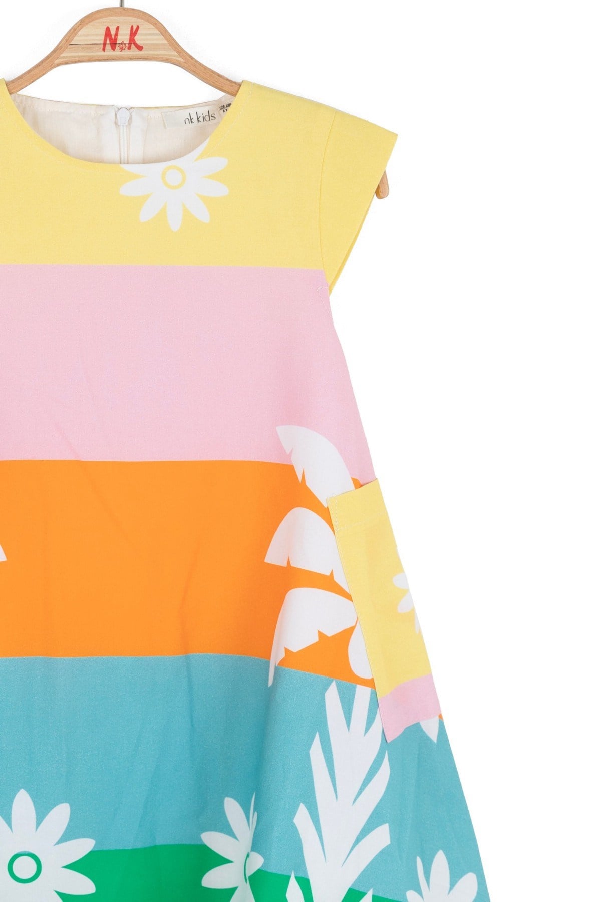 Nk Kids Kız Çocuk 4-8 Yaş Cep Detaylı Renkli Poplin Elbise Renkli