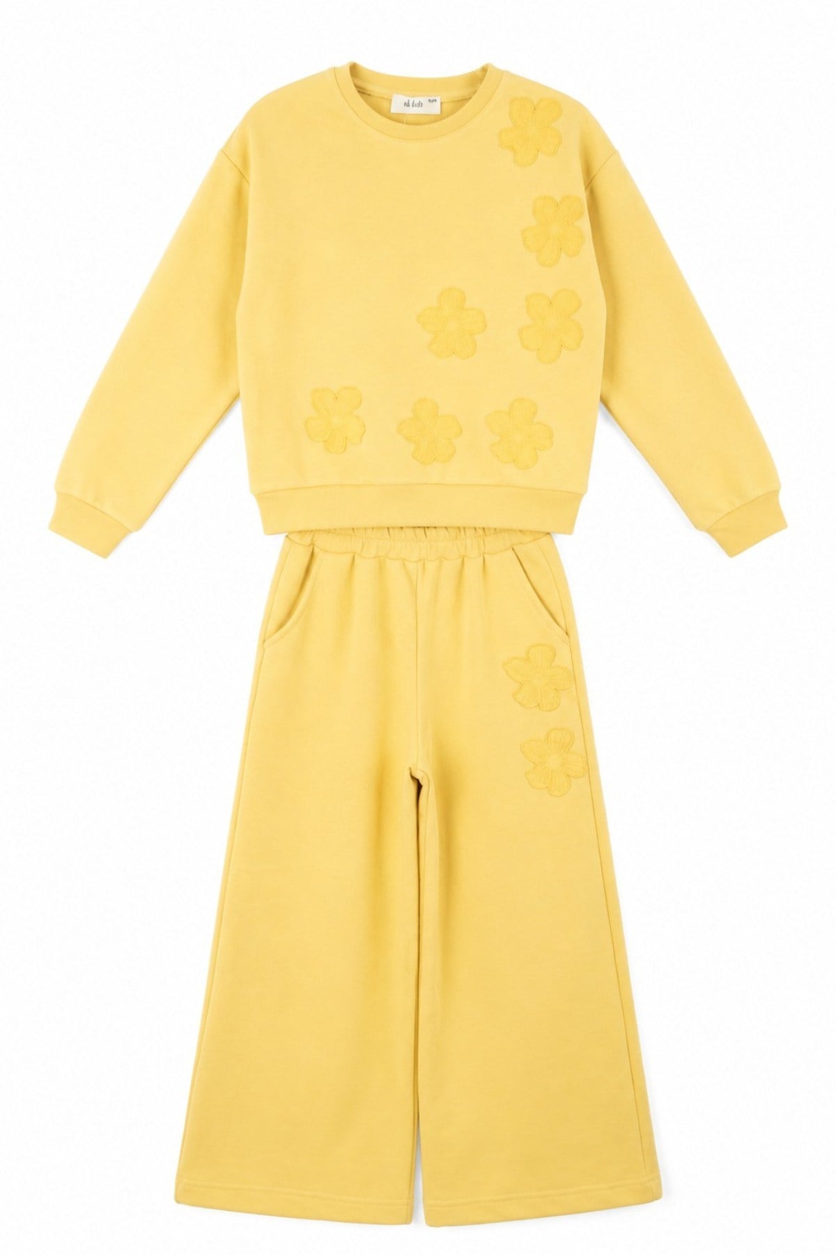 Nk Kids Kız Çocuk 4-8 Yaş Çiçek Desenli İkili Eşofman Takımı Sarı