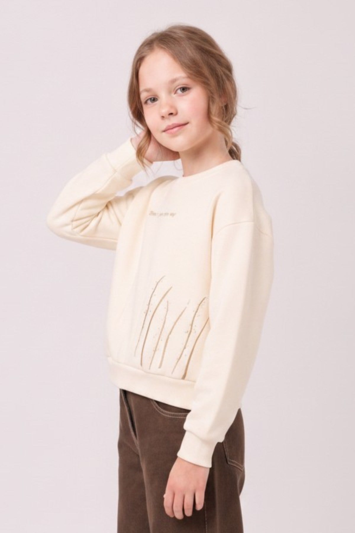 Nk Kids Kız Çocuk 8-14 Yaş İnci Detaylı Sweatshirt Krem