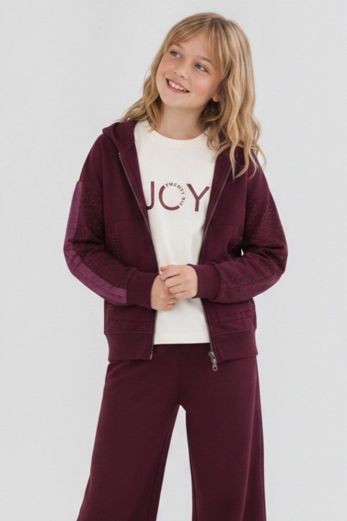 Nk Kids Kız Çocuk 8-14 Yaş Joy Desenli Uzunkol T-Shirt Ekru