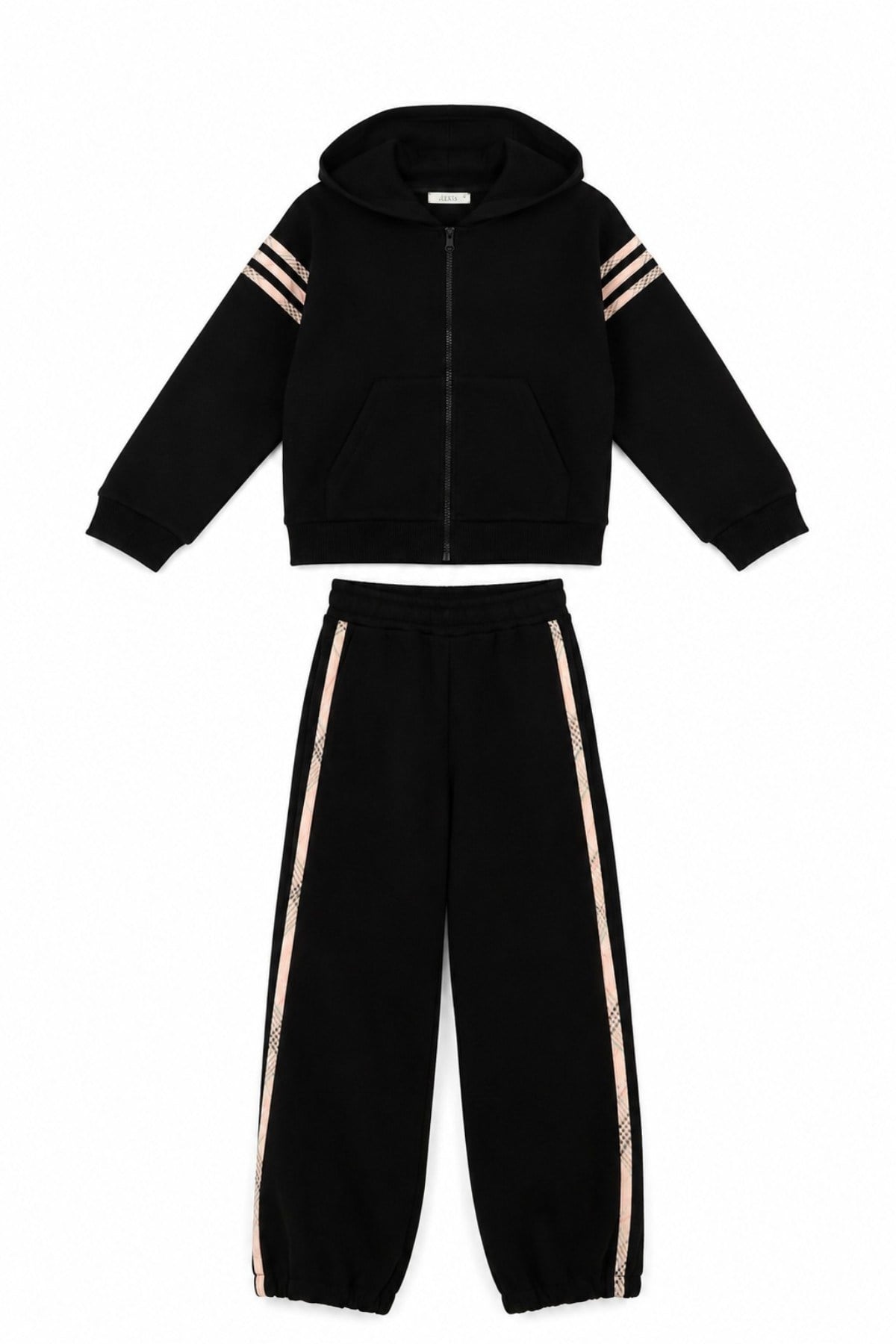 Nk Kids Kız Çocuk 8-14 Yaş Şerit Detaylı İkili Eşofman Takımı Siyah
