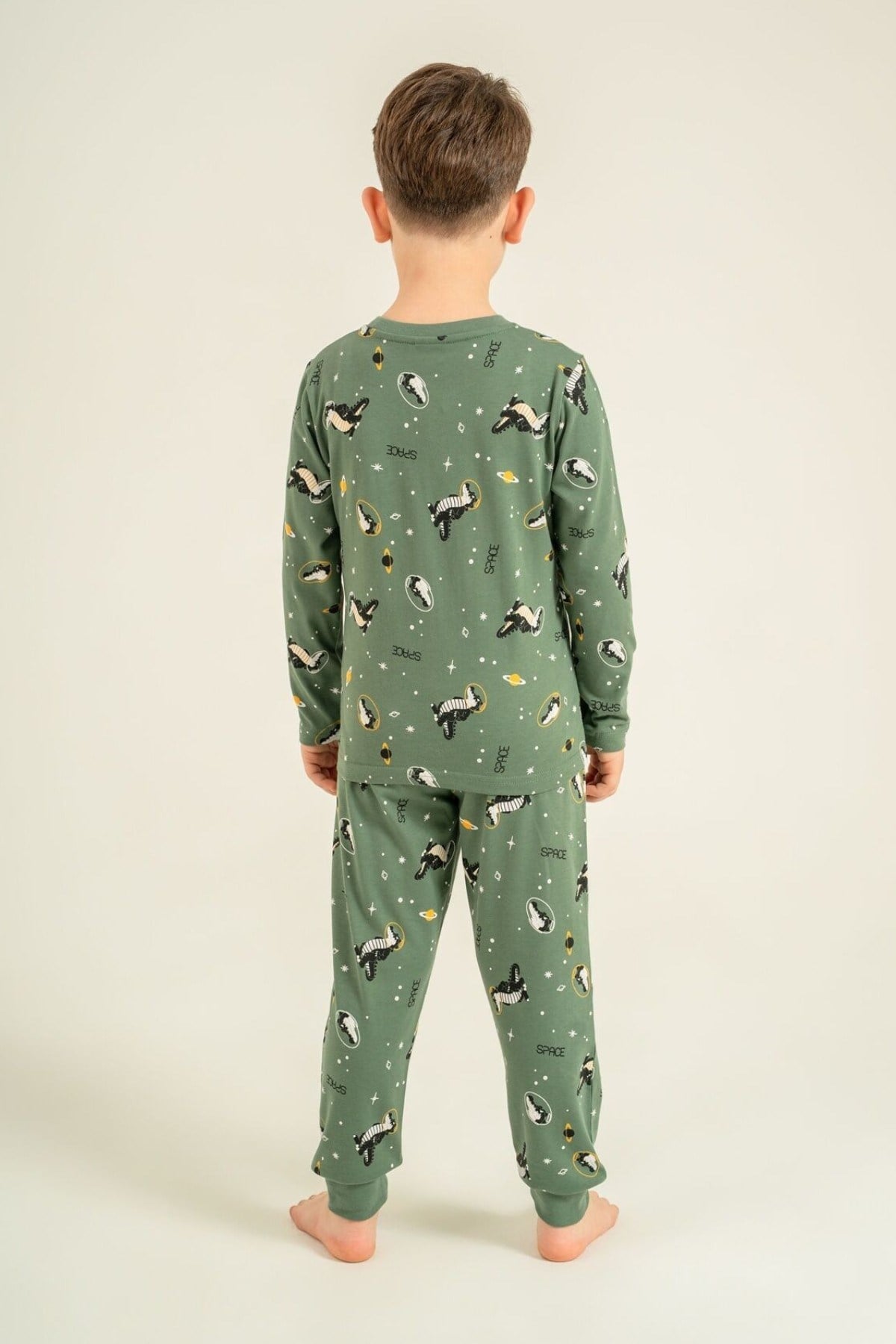 Rolypoly Erkek Çocuk 3-9 Yaş Desenli Pijama Takımı Haki