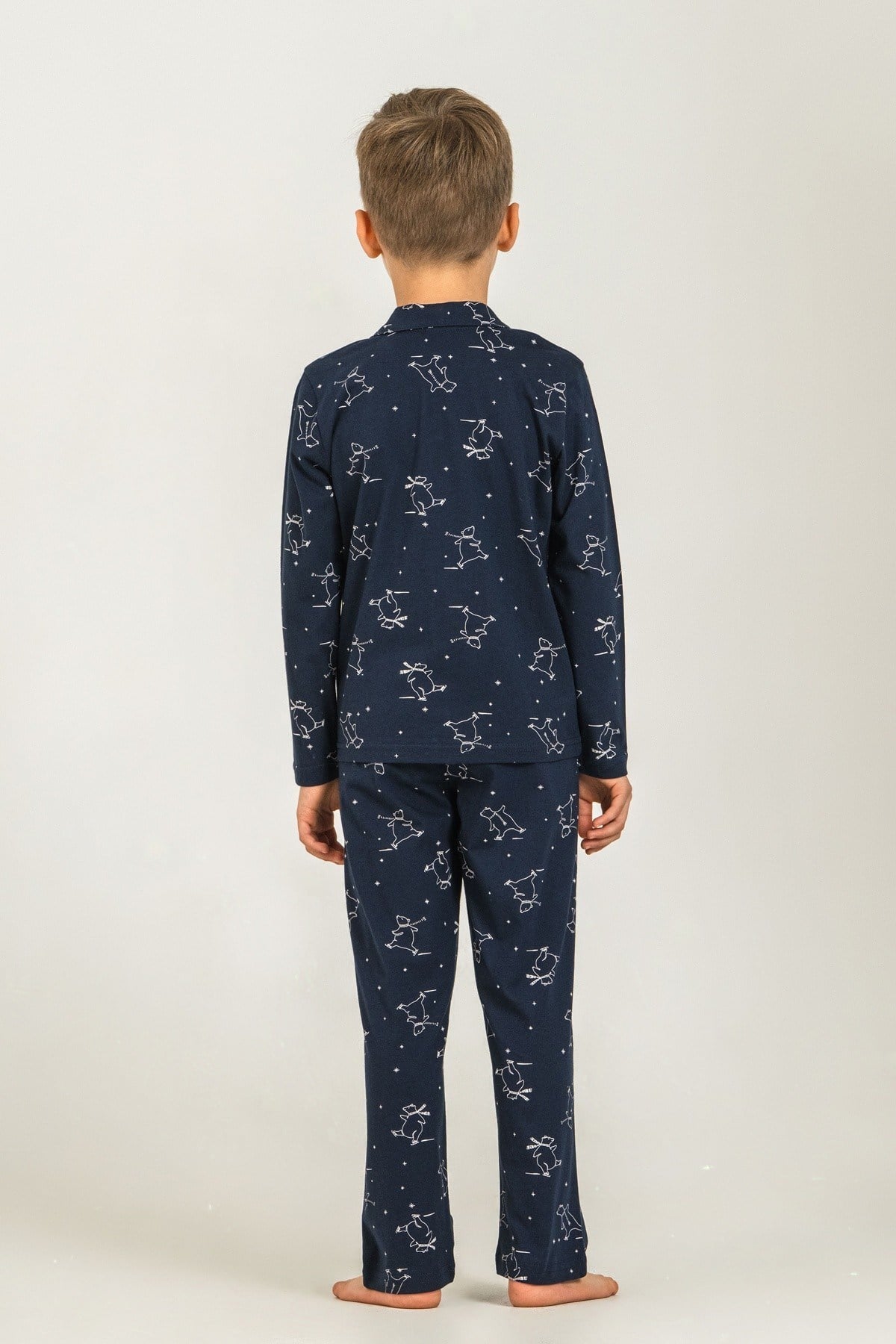 Rolypoly Erkek Çocuk 3-9 Yaş Gömlek Pijama Takımı Lacivert