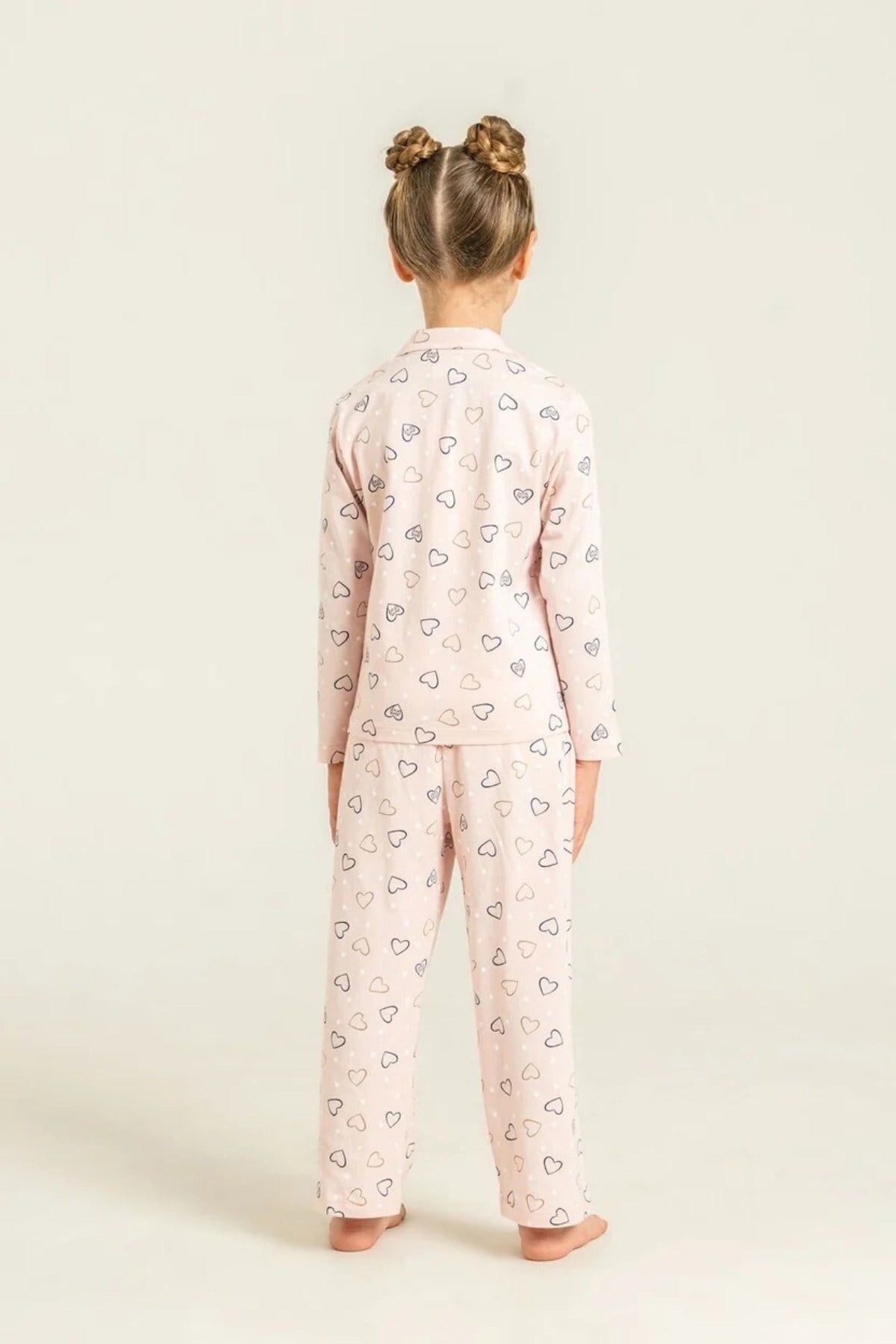 Rolypoly Kız Çocuk 3-14 Yaş  Anne- Kız Gömlek Pijama Takımı Pudra