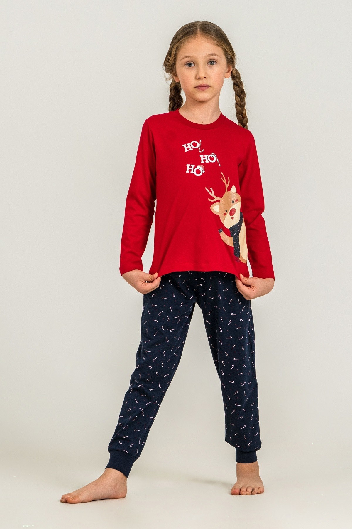Rolypoly Kız Çocuk 3-9 Yaş Anne- Kız Desenli Pijama Takımı Kırmızı