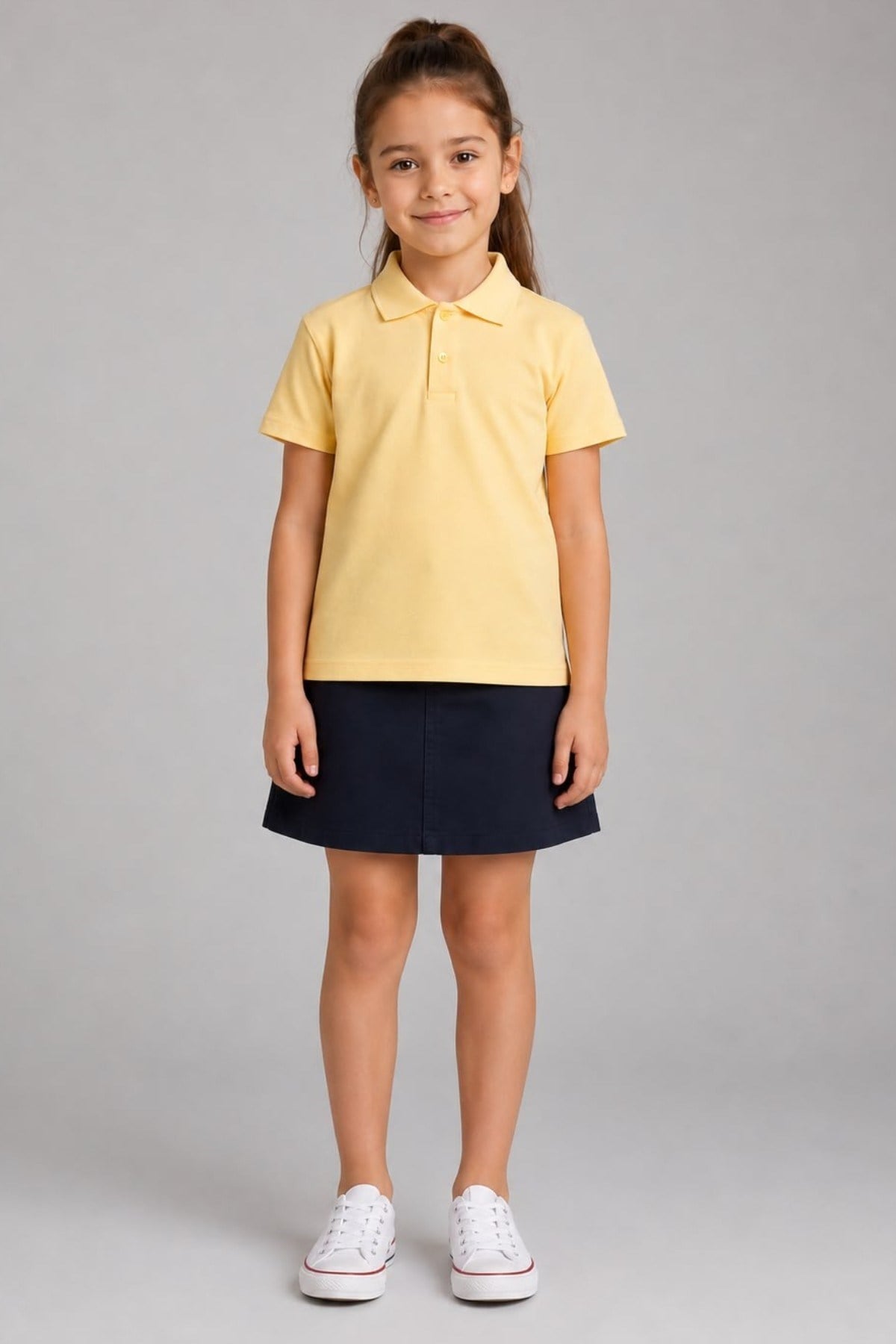 TR Unisex Çocuk Polo Yaka Kısa Kol Pamuklu Okul T-shirt Sarı