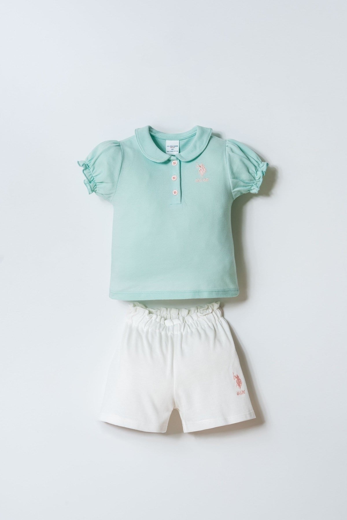 U.S. Polo Kız Bebek 6 Ay- 3 Yaş Bebe Yaka Pike İkili Takım Mint