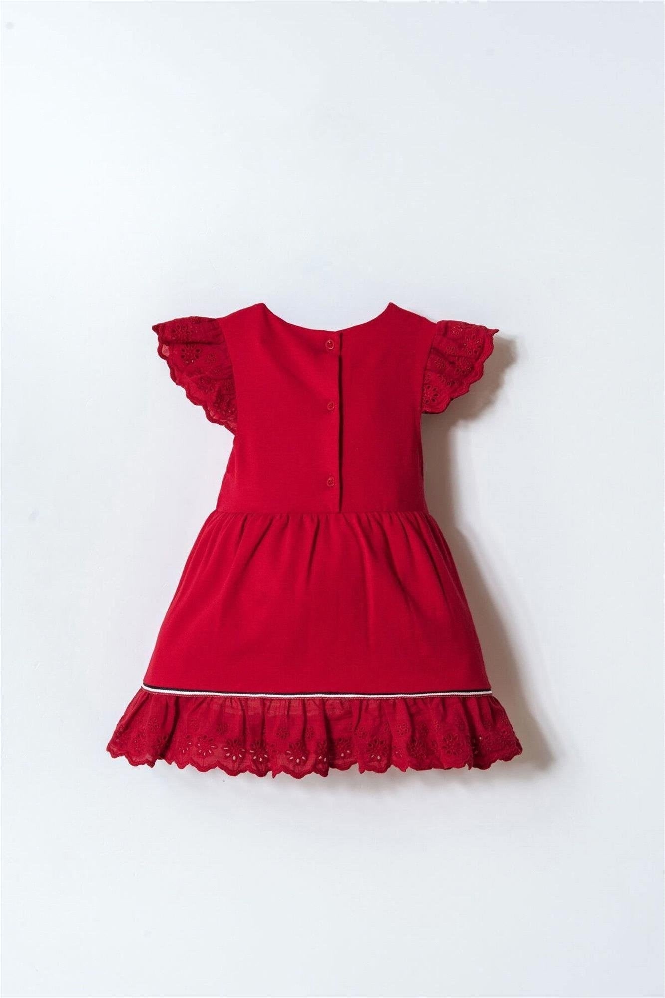 U.S. Polo Kız Bebek 6 Ay-3 Yaş Fistolu Pamuklu Penye Elbise Kırmızı