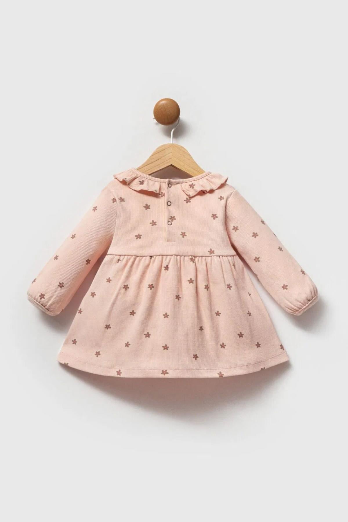 U.S. Polo 6 Ay-3 Yaş Bebe Yaka Kaşkorse Elbise Pudra